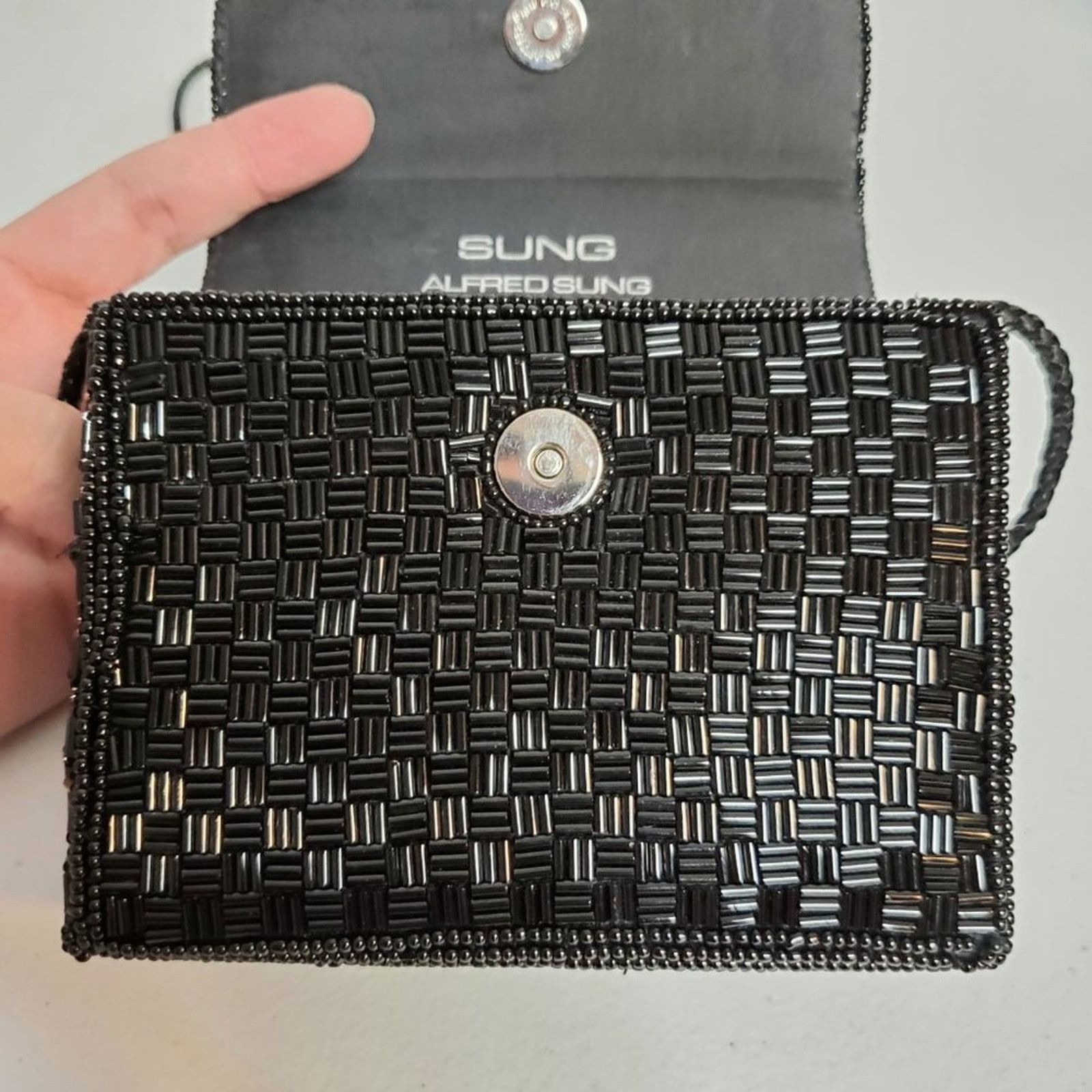 Designer Alfred Sung Square Beaded Formal Evening Shoulder Bag Size ONE SIZE - 12 Thumbnail