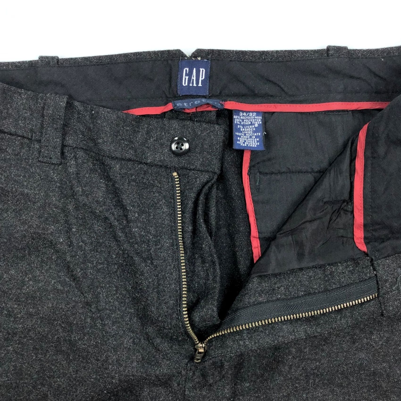 Gap VINTAGE GAP Pants Mens 34x32 Wool Blend Stretch Y2K Charcoal Size US 34 / EU 50 - 2 Thumbnail