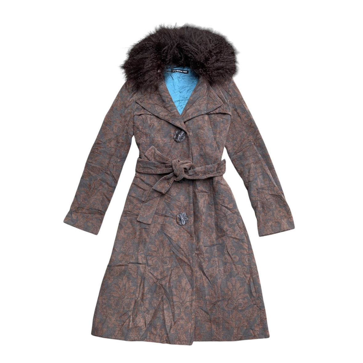 Vivienne Tam Vivienne Tam Velvet Embossed Coat With Removeable Fur Size S / US 4 / IT 40 - 1 Thumbnail