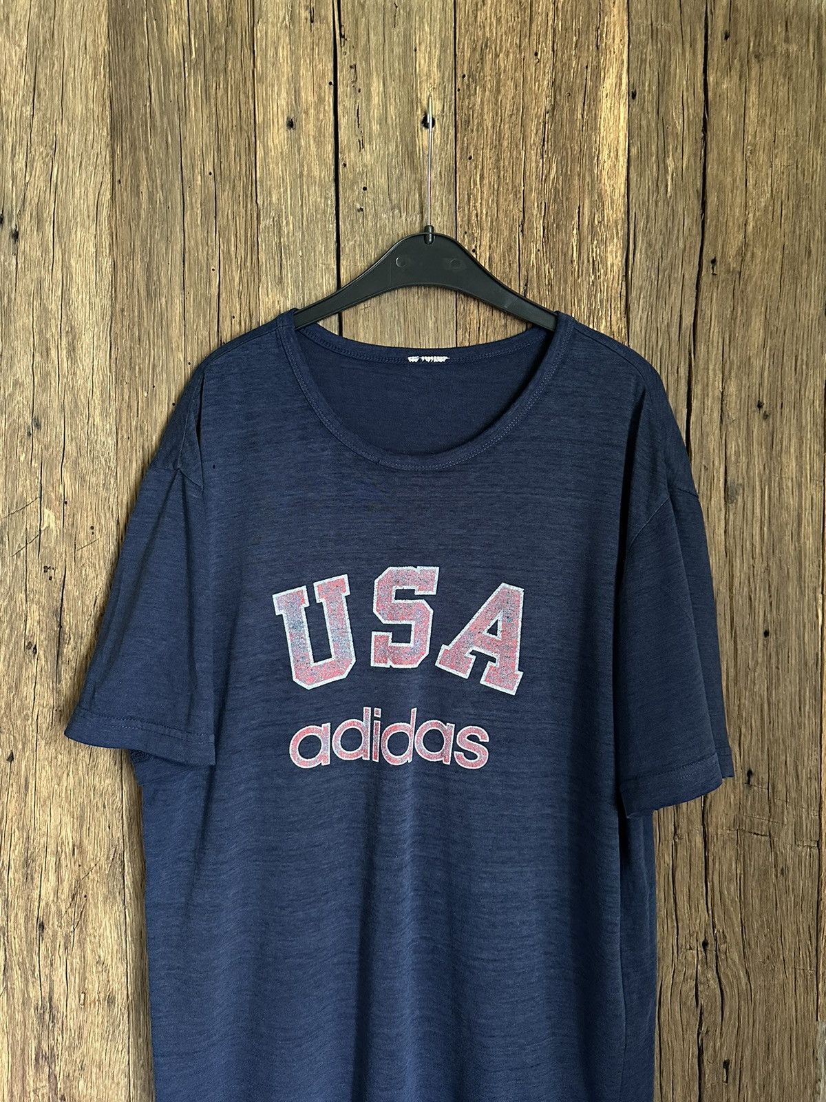 Adidas × Vintage Vintage 80s Adidas USA T-Shirt Size US XL / EU 56 / 4 - 1 Thumbnail