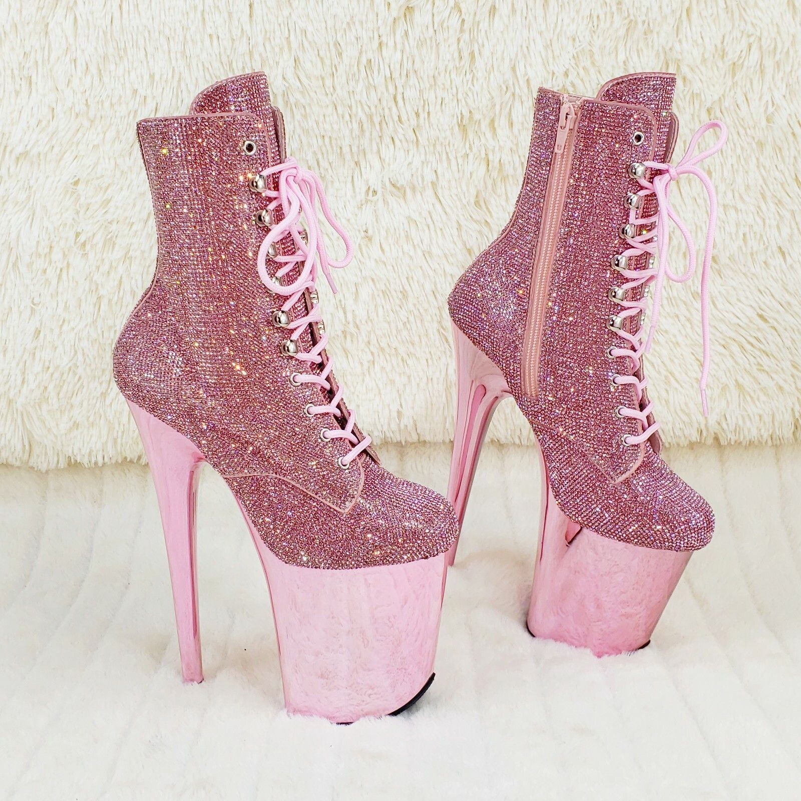 Other Flamingo CHRS Bejeweled Rhinestone 8" Heel Platform Ankle Bo Size US 11 / IT 41 - 6 Thumbnail