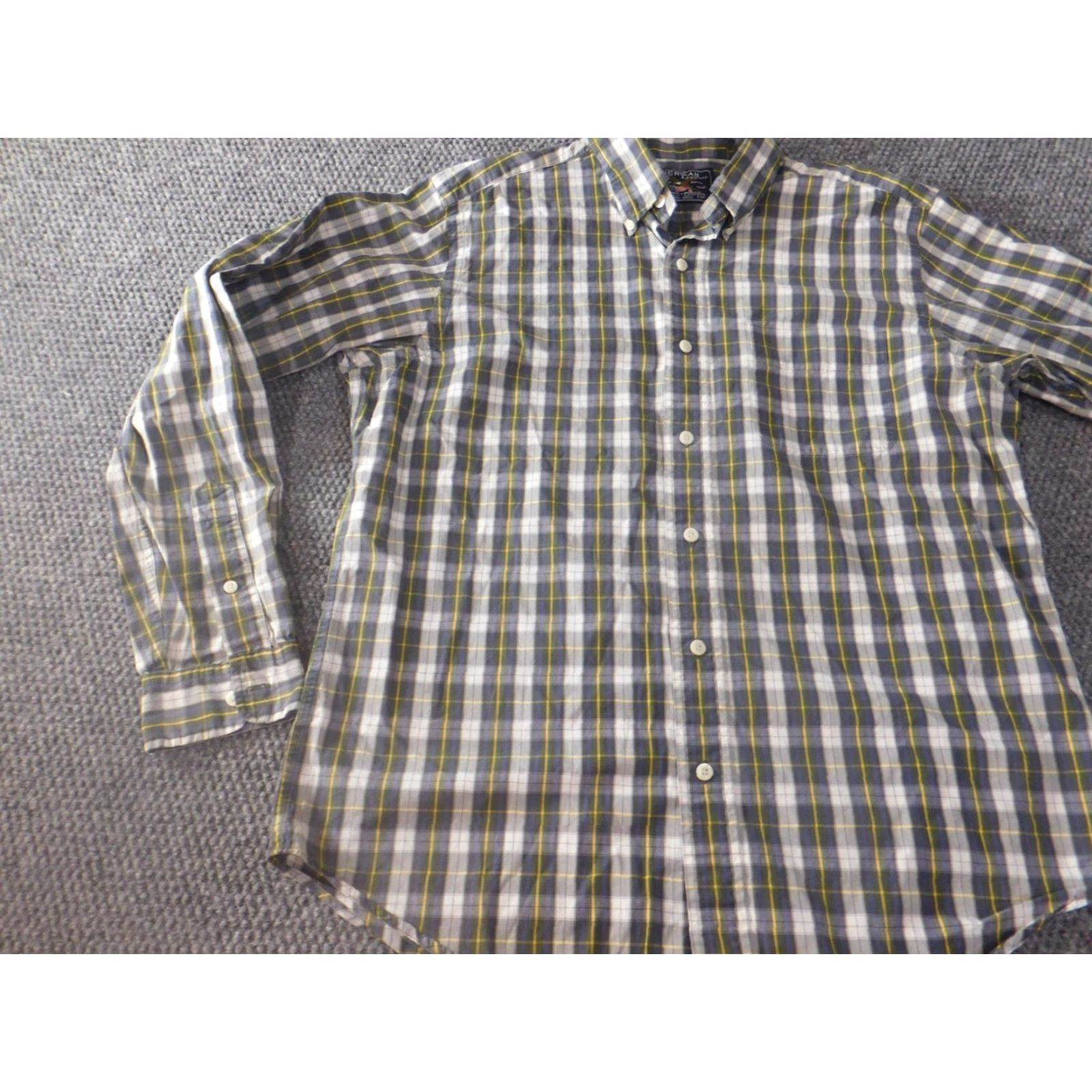 Vintage American Living Shirt Mens Medium Blue Plaid Button-Down Collar Long Sleeve Casual Cotton Knit with Pockets Size US M / EU 48-50 / 2 - 3 Thumbnail