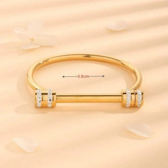 Other Women Stainless Steel Rhinestone Bangle Bracelet Size ONE SIZE - 5 Thumbnail