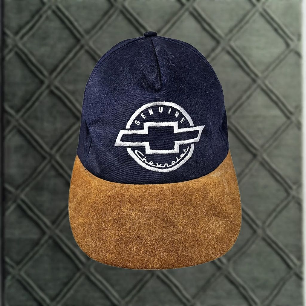 Vintage VINTAGE Chevrolet Hat Cap Snap Back Blue Brown Mens Auto Racing Throwback 90s Baseball Cap One Size Blue Adults Mens Size ONE SIZE - 1 Thumbnail
