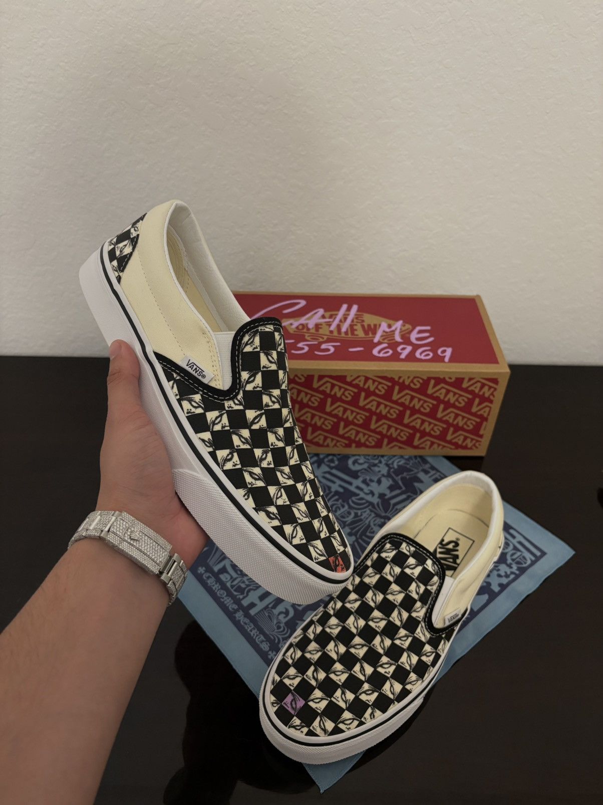 Vans Custom Matty Boy Inspired 99 White Checkered Slip On Vans Size US 8.5 / EU 41-42 - 8 Thumbnail