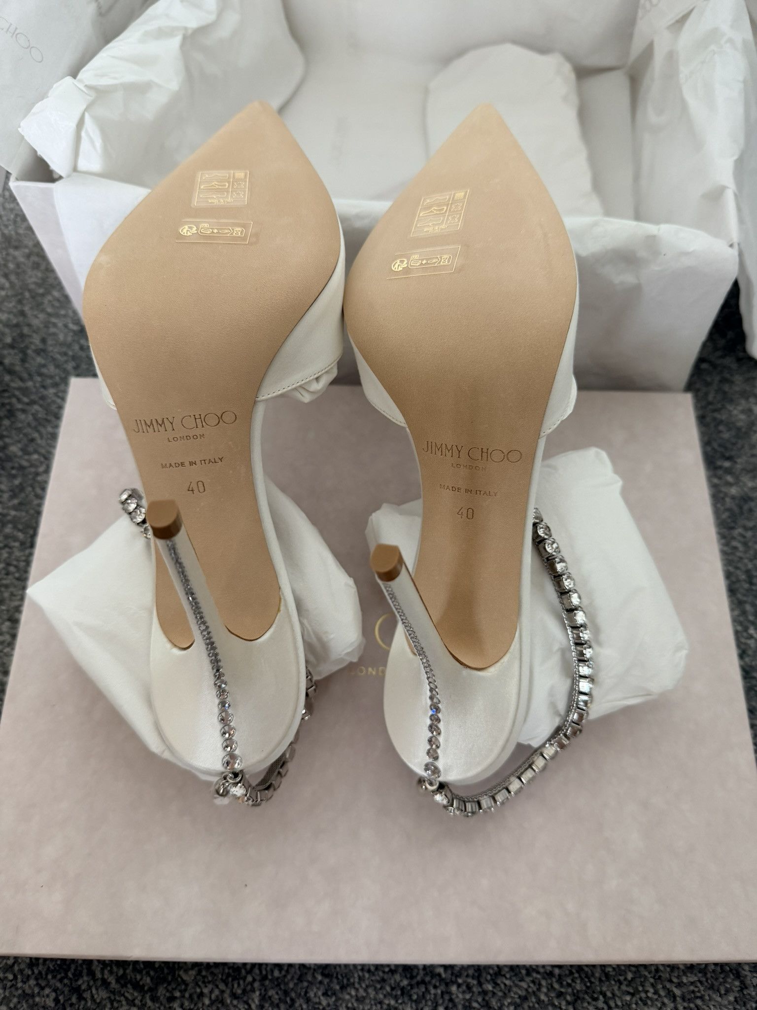 Jimmy Choo Jimmy Choo Saeda 100 Ivory/Crystal Size US 10 / IT 40 - 3 Thumbnail