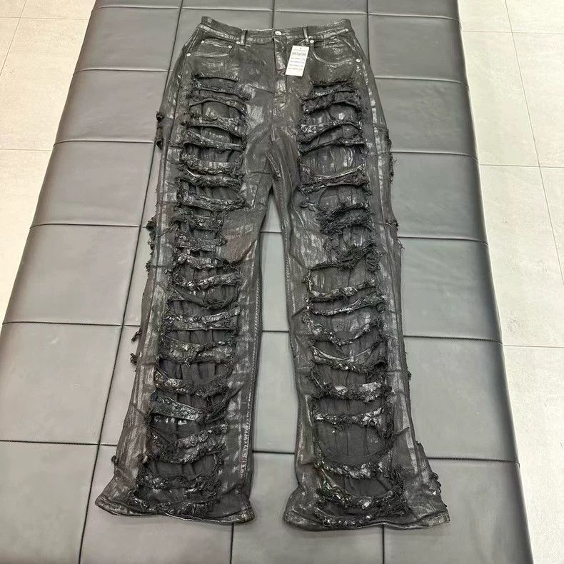 Rick Owens Rick Owens Black Distressed Flare Jeans Size 32-2508 Size US 32 / EU 48 - 1 Thumbnail