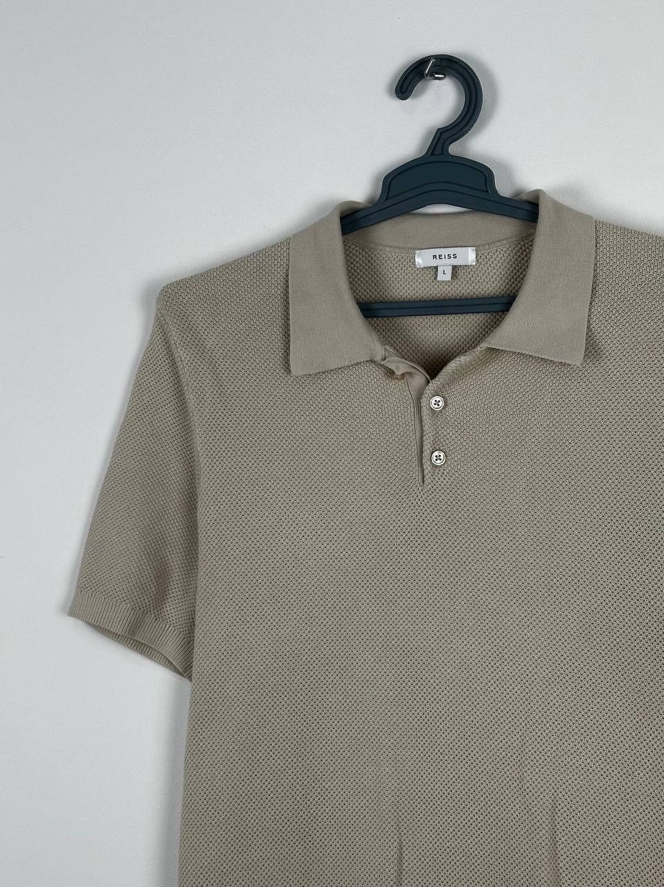 Reiss Reiss OE Colin Tan Textured Polo Button Shirt Size US L / EU 52-54 / 3 - 1 Thumbnail