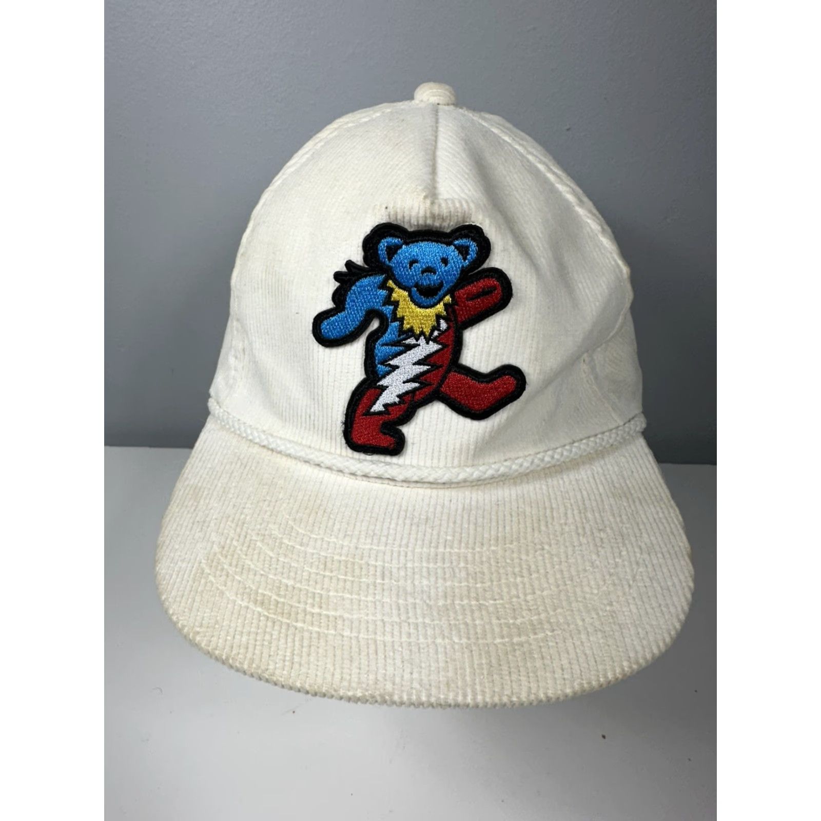 Roper VINTAGE Grateful Dead Dancing Bear Corduroy Rope SnapBack Hat 80s 90s White Adjustable Men Hat Size ONE SIZE - 2 Thumbnail