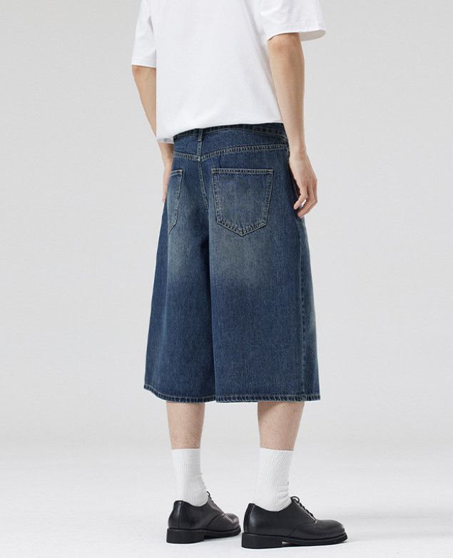 Japanese Brand American baggy men's straight-leg wide-leg denim shorts Size US 32 / EU 48 - 4 Thumbnail