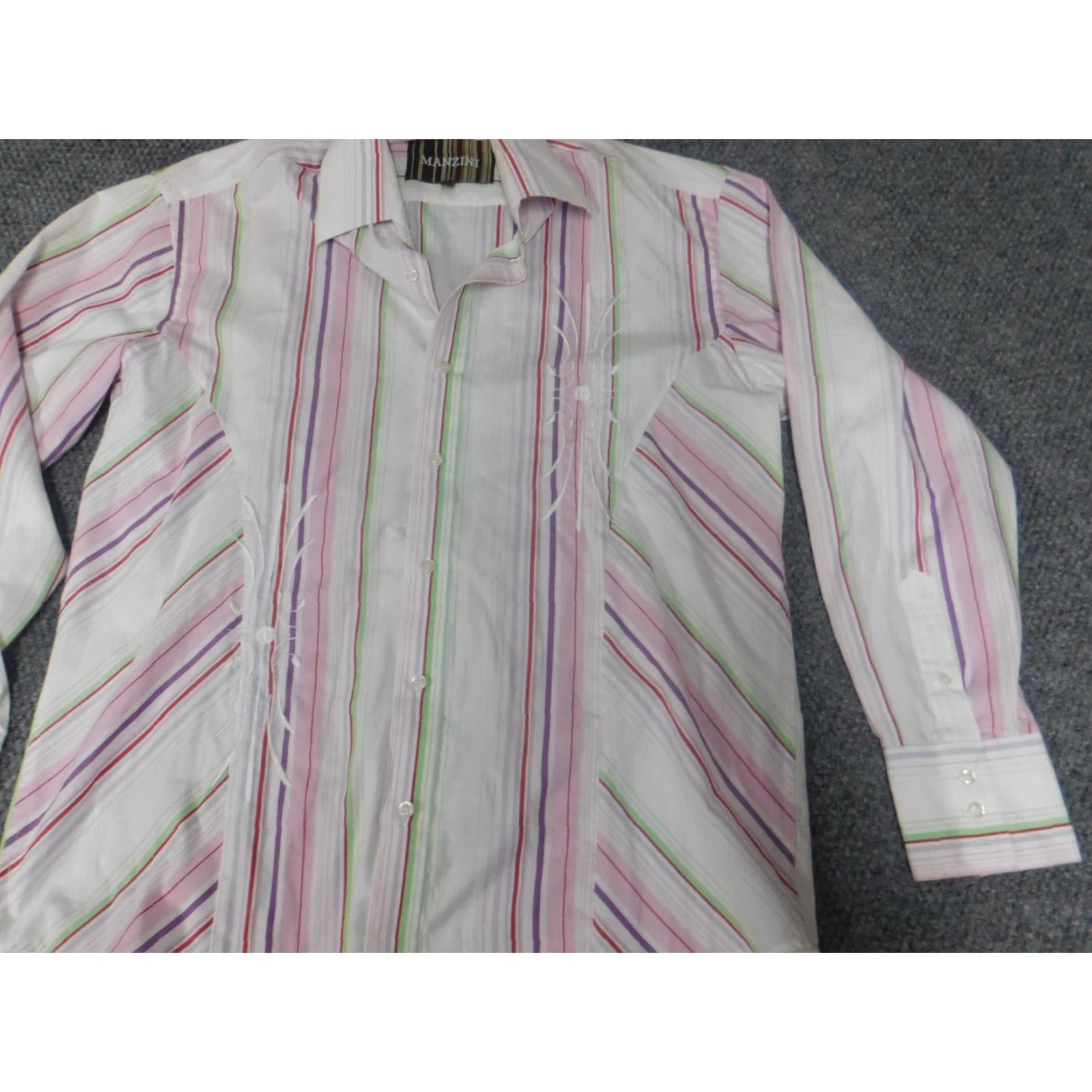 Vintage Manzini Mens Shirt Large striped Button Down Size US L / EU 52-54 / 3 - 3 Thumbnail
