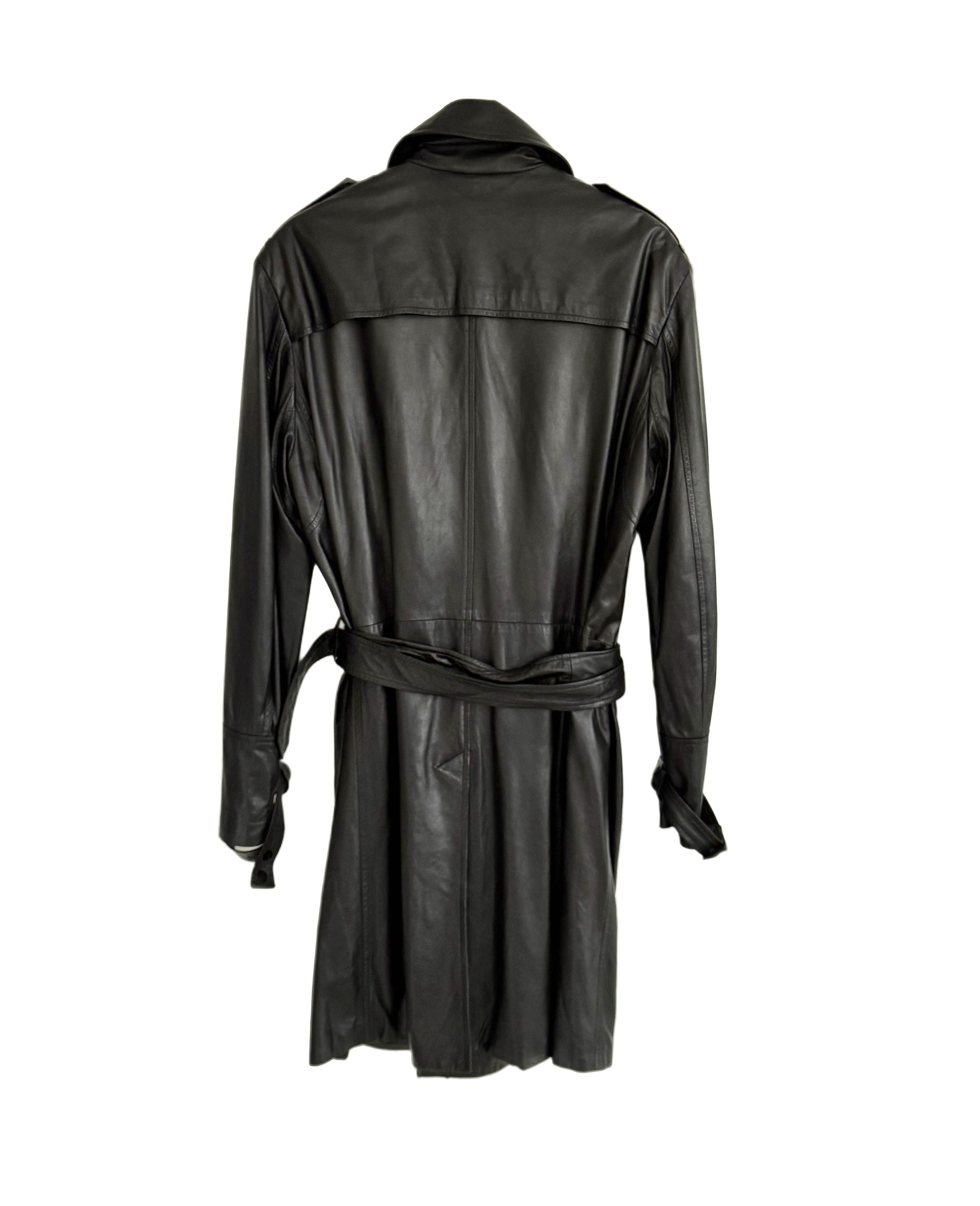 Versace Versace Signature Black Leather Trench Coat Size US L / EU 52-54 / 3 - 3 Thumbnail