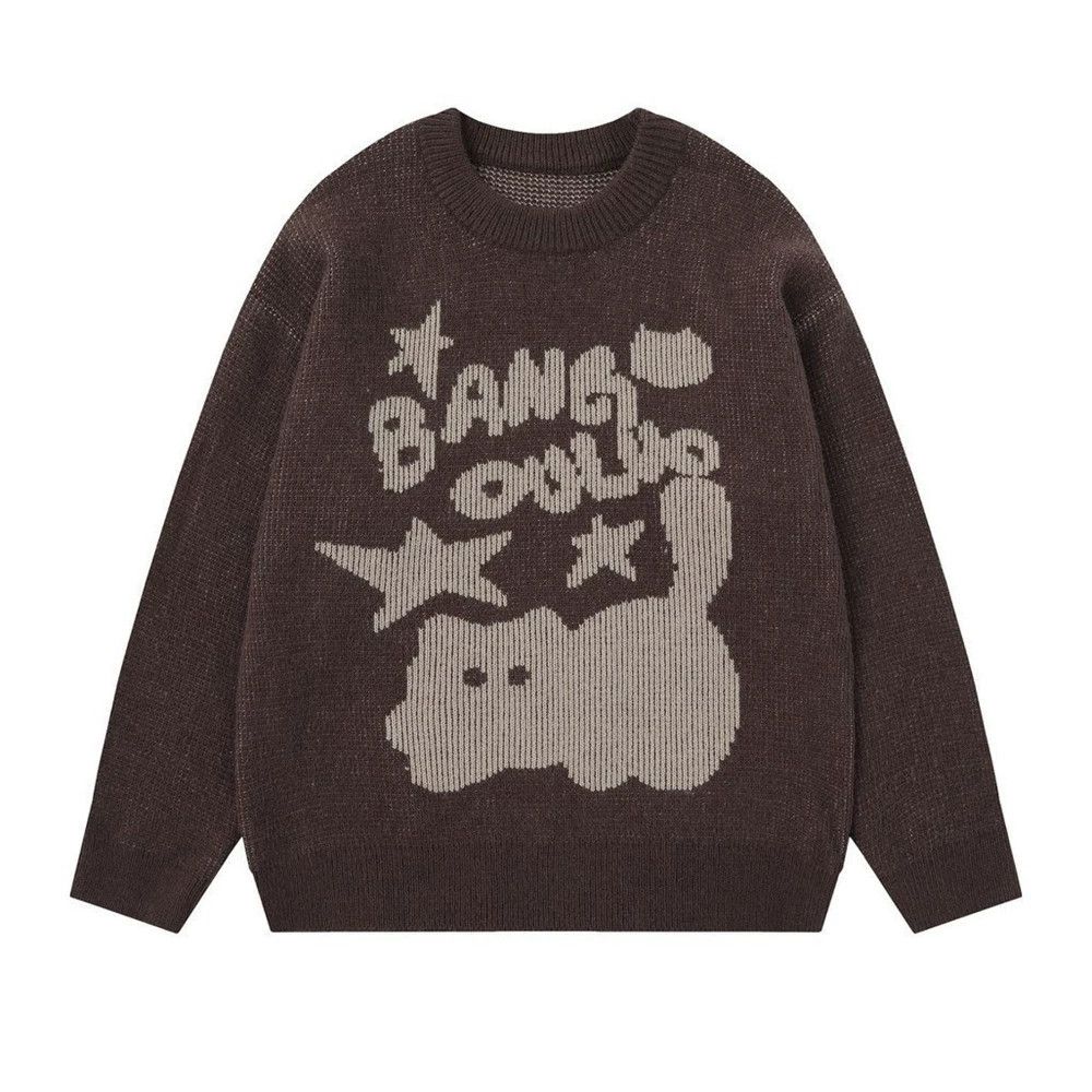 Vintage Men's loose casual cartoon kitten star round neck sweater Size US M / EU 48-50 / 2 - 1 Thumbnail