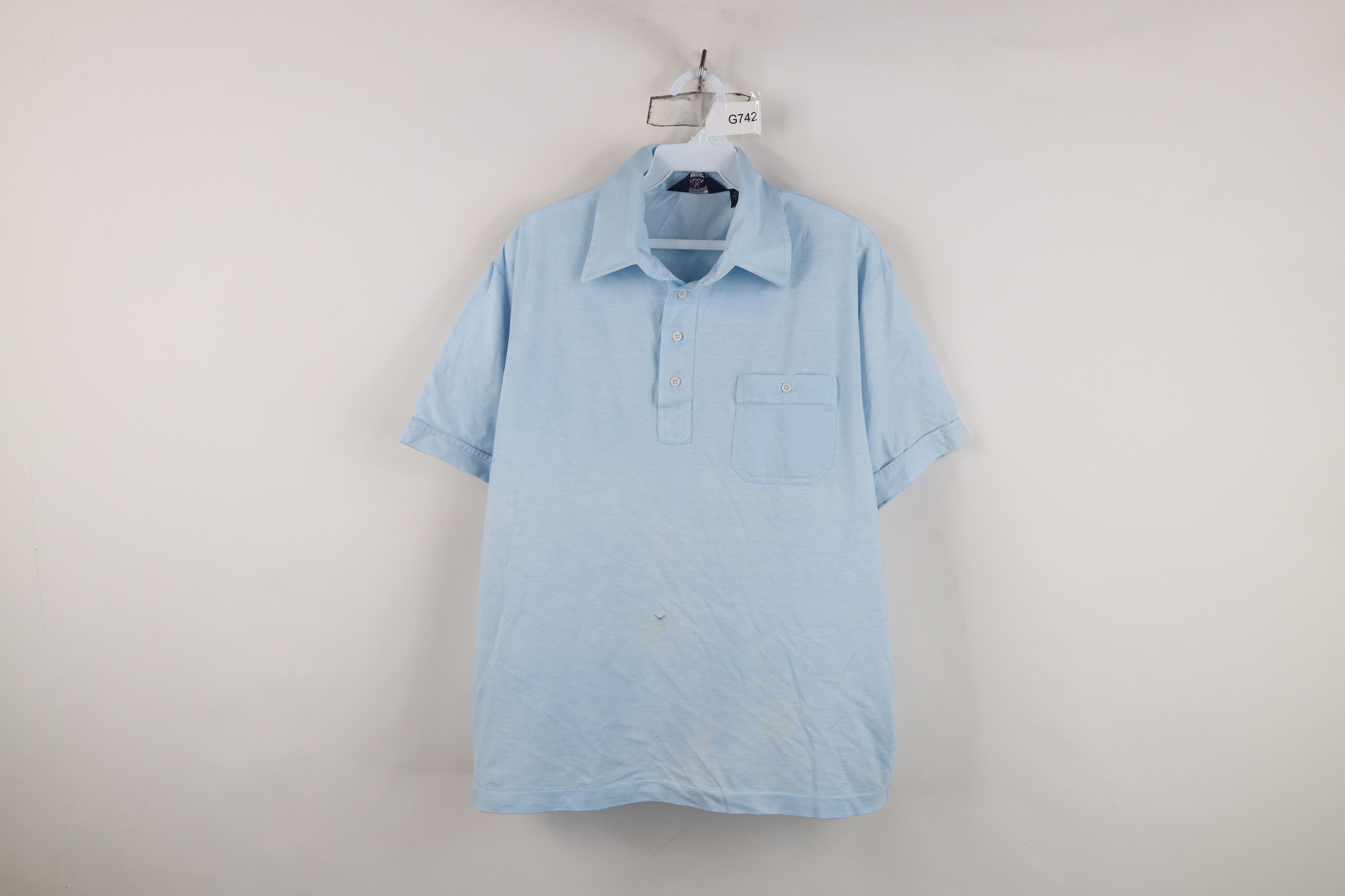 Vintage Vintage 70s Streetwear Knit Collared Golf Polo Shirt Blue Size US L / EU 52-54 / 3 - 1 Thumbnail