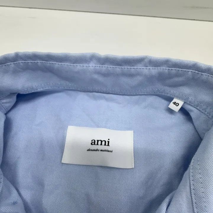 AMI AMIPARIS Blue Heart Logo Oxford Shirt -2507 Size US M / EU 48-50 / 2 - 5 Thumbnail