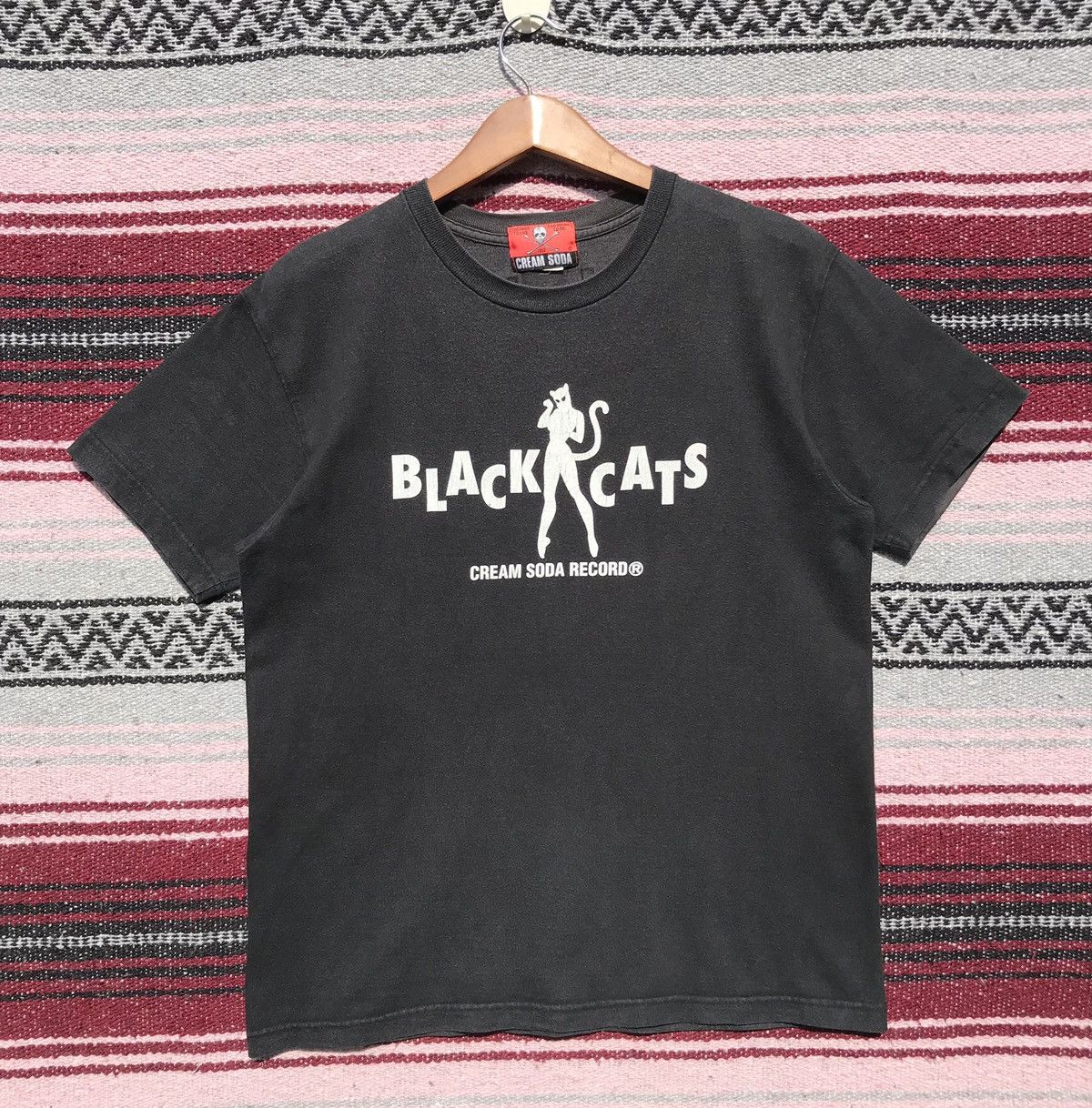 Vintage Cream Soda Black Cats Tee Japanese Brand Sun Faded