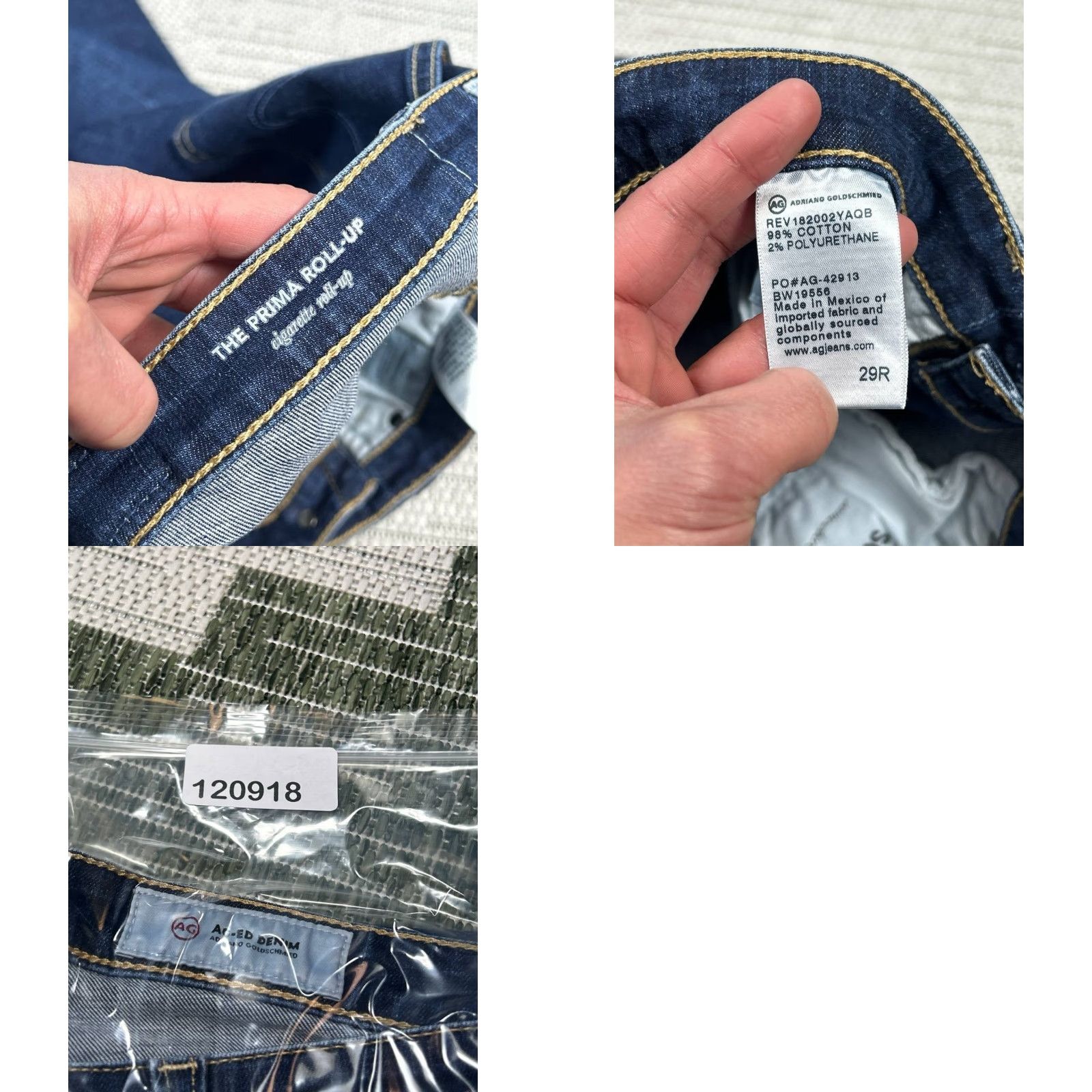 Vintage AG Adriano Goldschmied The Prima Cigarette Roll Up Jeans Womens 29 Blue 29x26 Jeans Size 29" - 8 Thumbnail