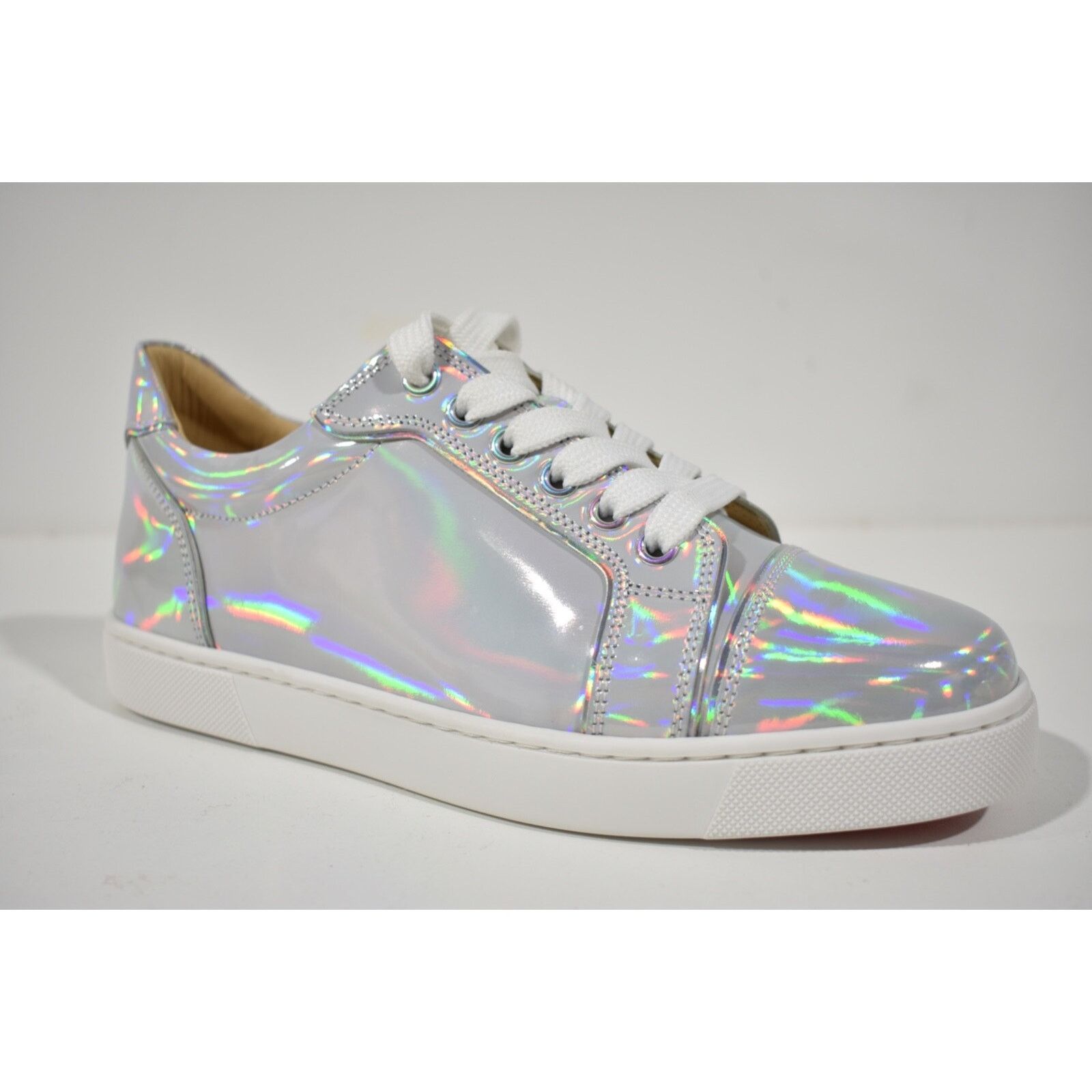 Christian Louboutin Vieira Flat Bianco White Patent Psychic Low Top Sneaker 37 Size US 7 / IT 37 - 3 Thumbnail