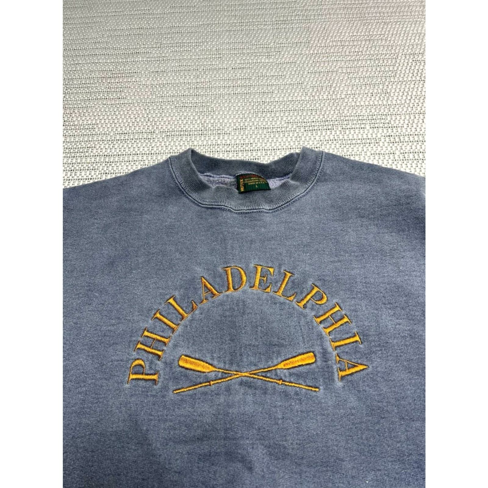Vintage VTG Nutex Sweatshirt Mens Large Gray Philadelphia Crossed Oars Embroidered Lined Size US L / EU 52-54 / 3 - 3 Thumbnail