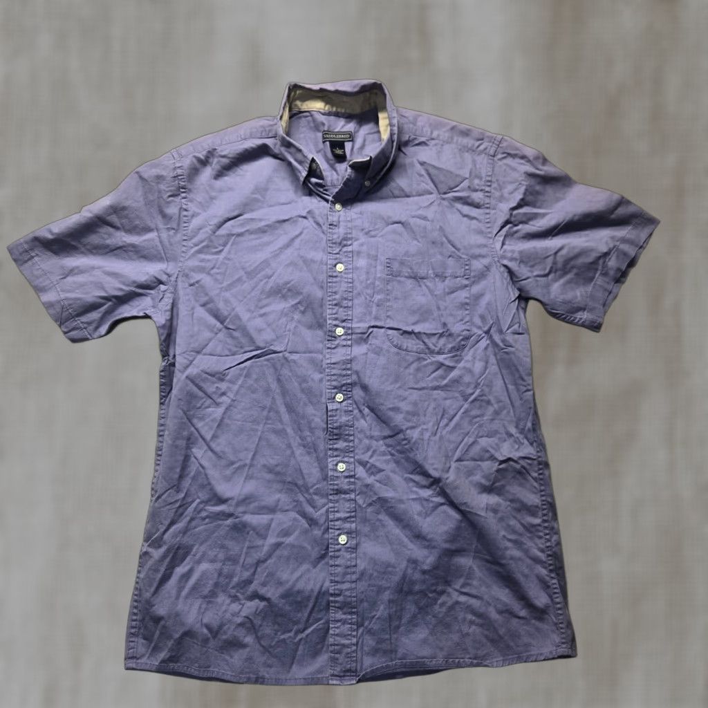 Vintage Saddlebred Shirt Button-Up Long Sleeve Adult Men Large Blue 100% Cotton Button-Down Classic All Seasons Mens Size US L / EU 52-54 / 3 - 1 Thumbnail