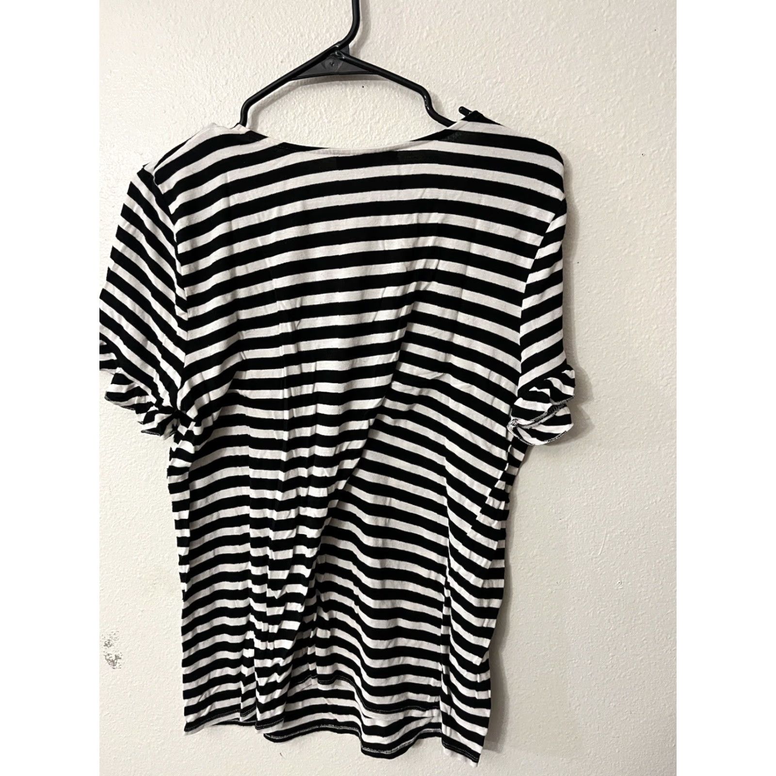 Vintage Marled Shirt Womens L Black White Striped Short Sleeve Coastal Core Casual T-Shirt Knit Cotton Modal Spandex Basic 90s? Size L / US 10 / IT 46 - 2 Thumbnail