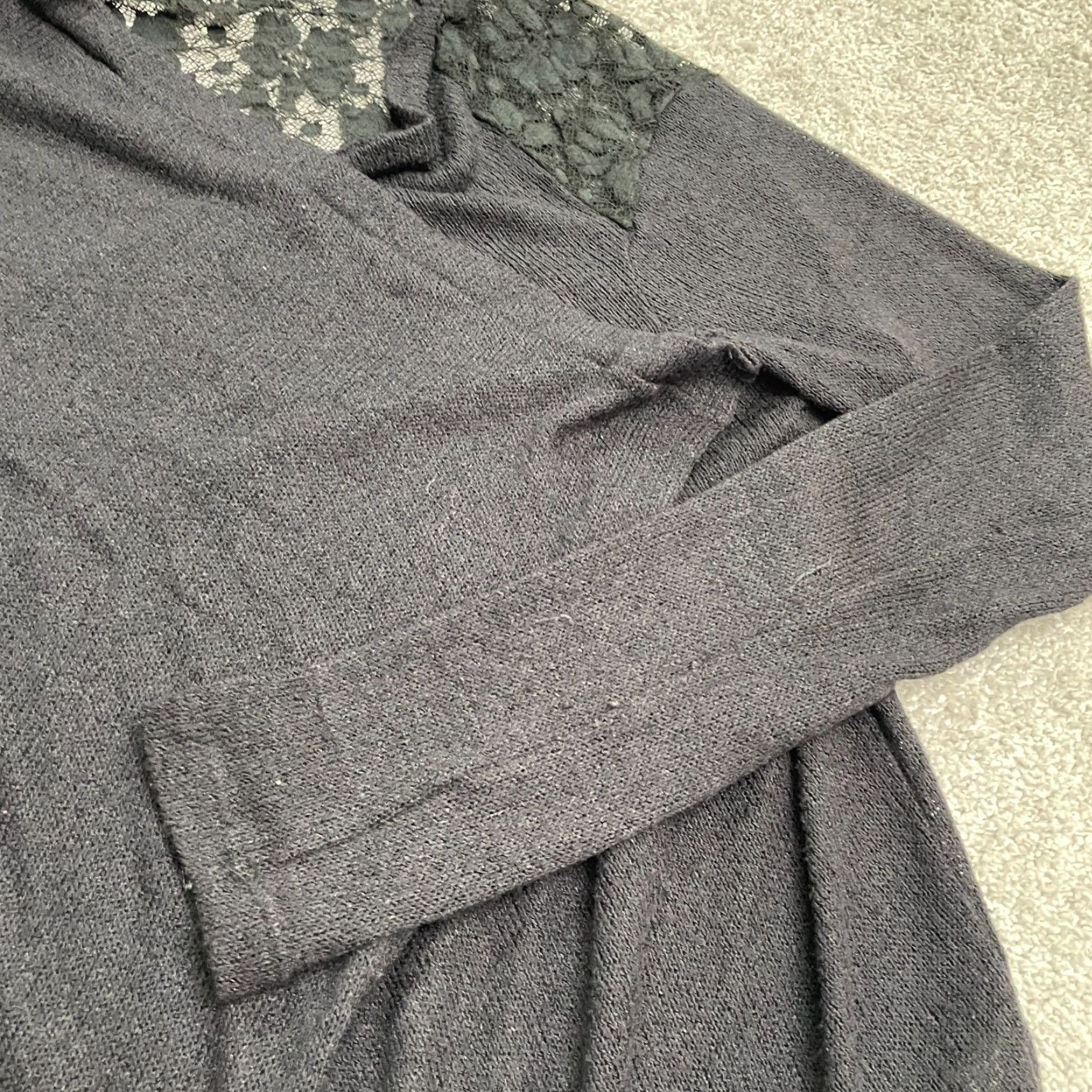 Vintage Banana Lemon Cardigan Sweater Womens Small Black Lace Open Wrap V-Neck Casual Stretch Knit Size S / US 4 / IT 40 - 5 Thumbnail