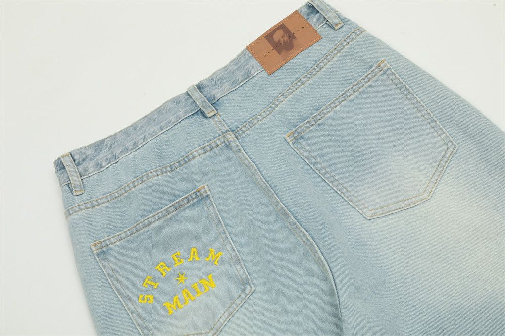 Japanese Brand × Jean Light washed hip-hop embroidered letter flared jeans y2k Size US 32 / EU 48 - 6 Thumbnail