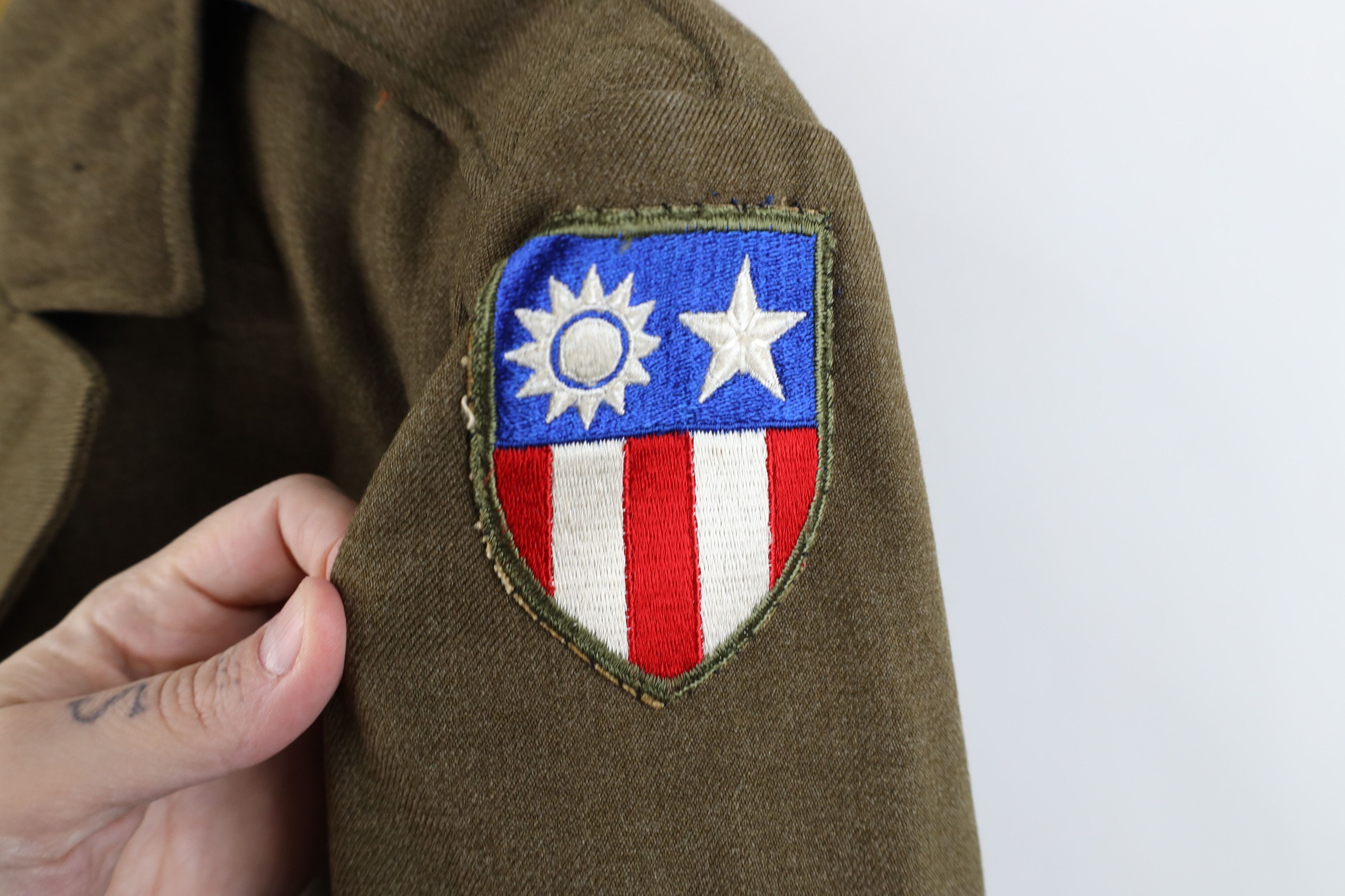 Vintage Vintage 40s WWII China Burma India Wool Officer Jacket USA Size US L / EU 52-54 / 3 - 4 Thumbnail