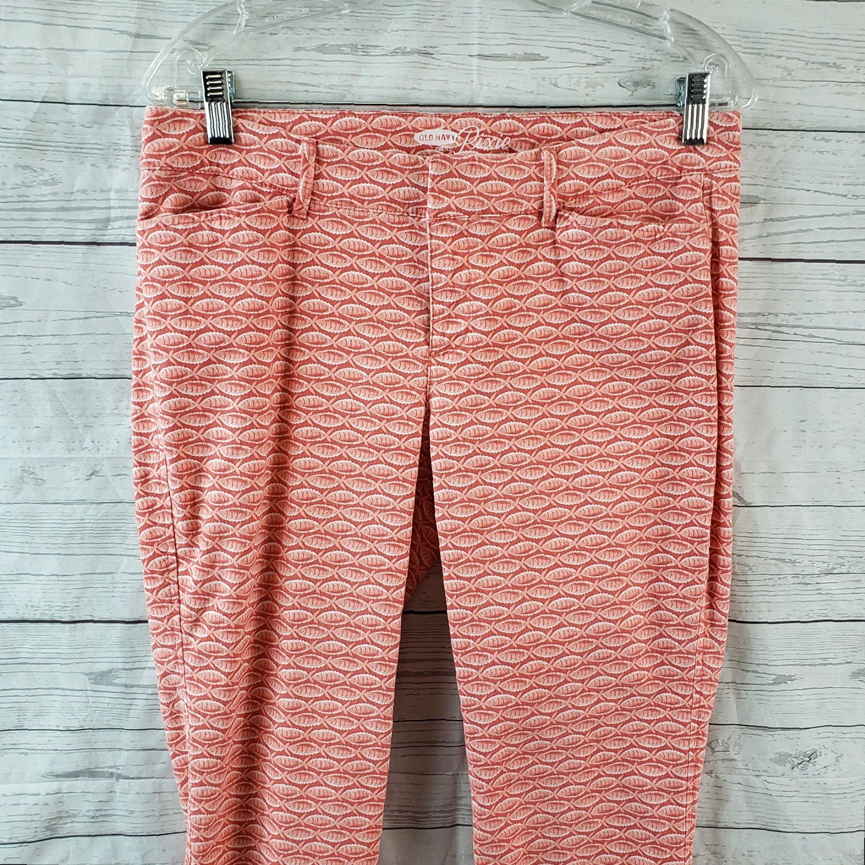Old Navy Old Navy Womens Pixie Pants Sz 6 Pink Fish Print Mid Rise Cotton Blend Pants Womens 6 Pink Fish Print Cropped Casual Vintage: No Size 28" / US 6 / IT 42 - 2 Thumbnail