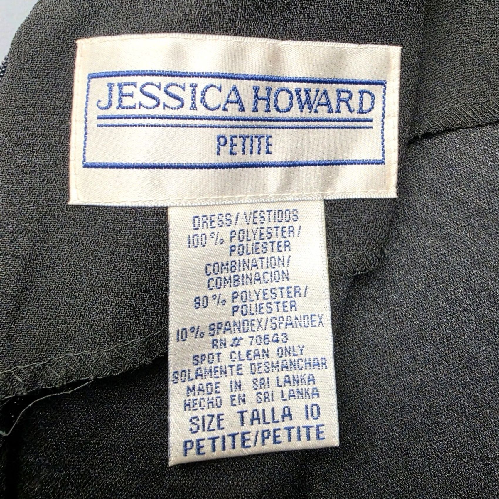 Vintage VINTAGE? Jessica Howard Dress Womens 10P Black Metallic Sheath Sleeveless Evening Velvet Knee Length Size L / US 10 / IT 46 - 3 Thumbnail