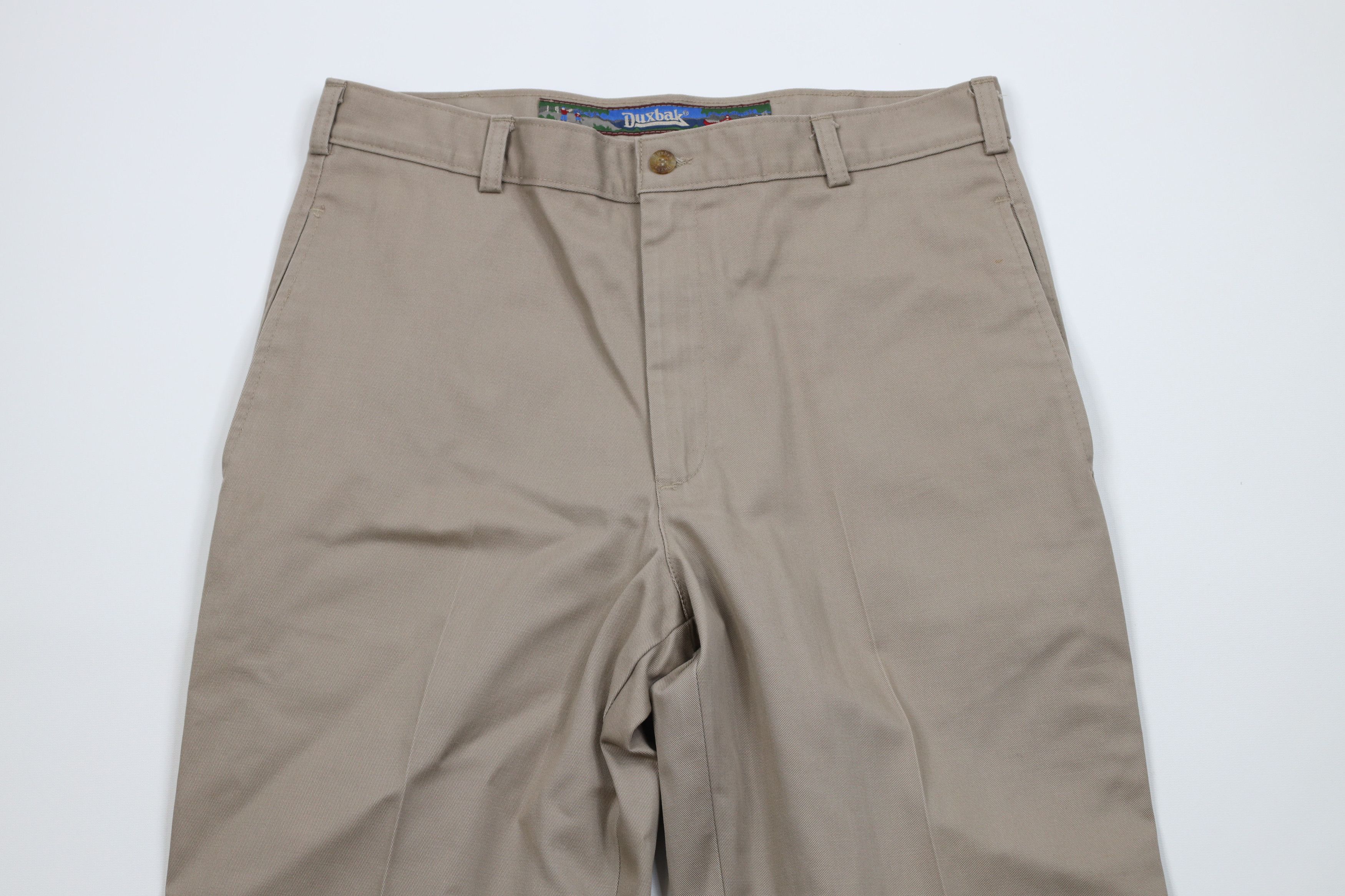 Vintage Vintage 90s Duxbak Wide Leg Chino Pants Beige Cotton USA Size US 34 / EU 50 - 2 Thumbnail
