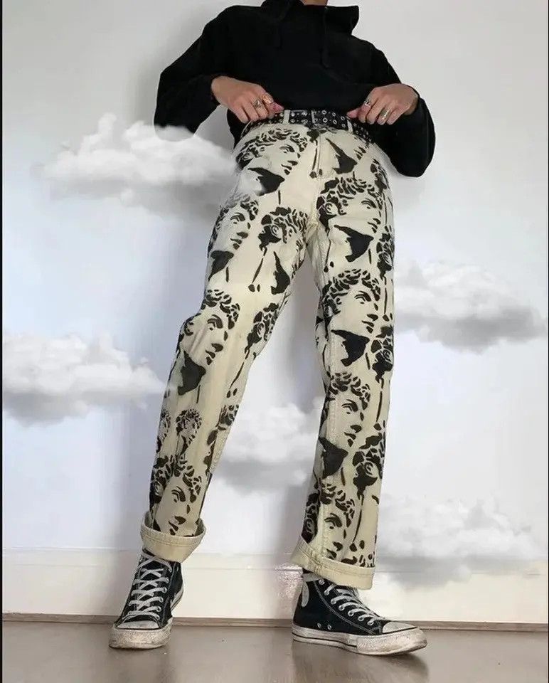 Japanese Brand × Vintage Washed straight Printing Fashion Jeans Pants Size US 34 / EU 50 - 1 Thumbnail
