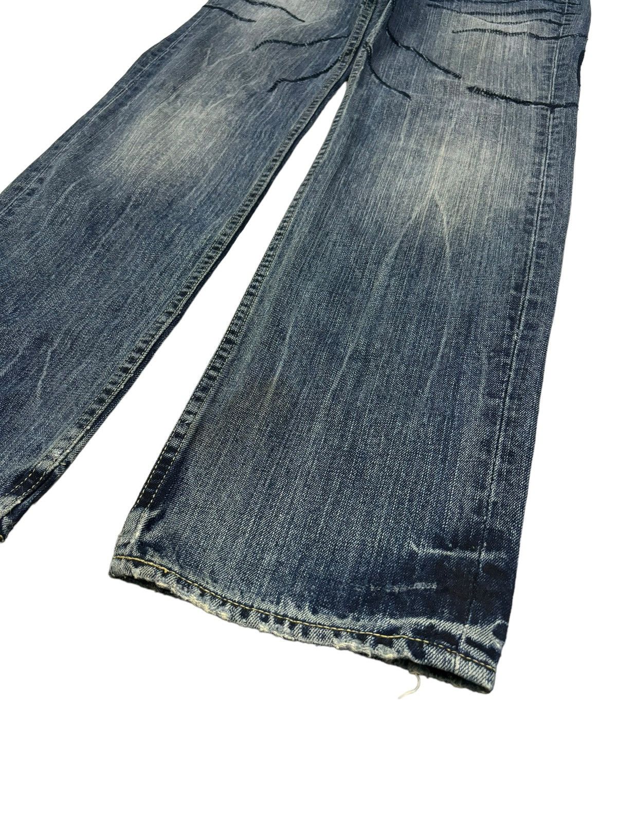 Number (N)ine Vintage Takeo Kikuchi Stitched Clawmark Loose Straight Jeans Size US 31 - 10 Thumbnail