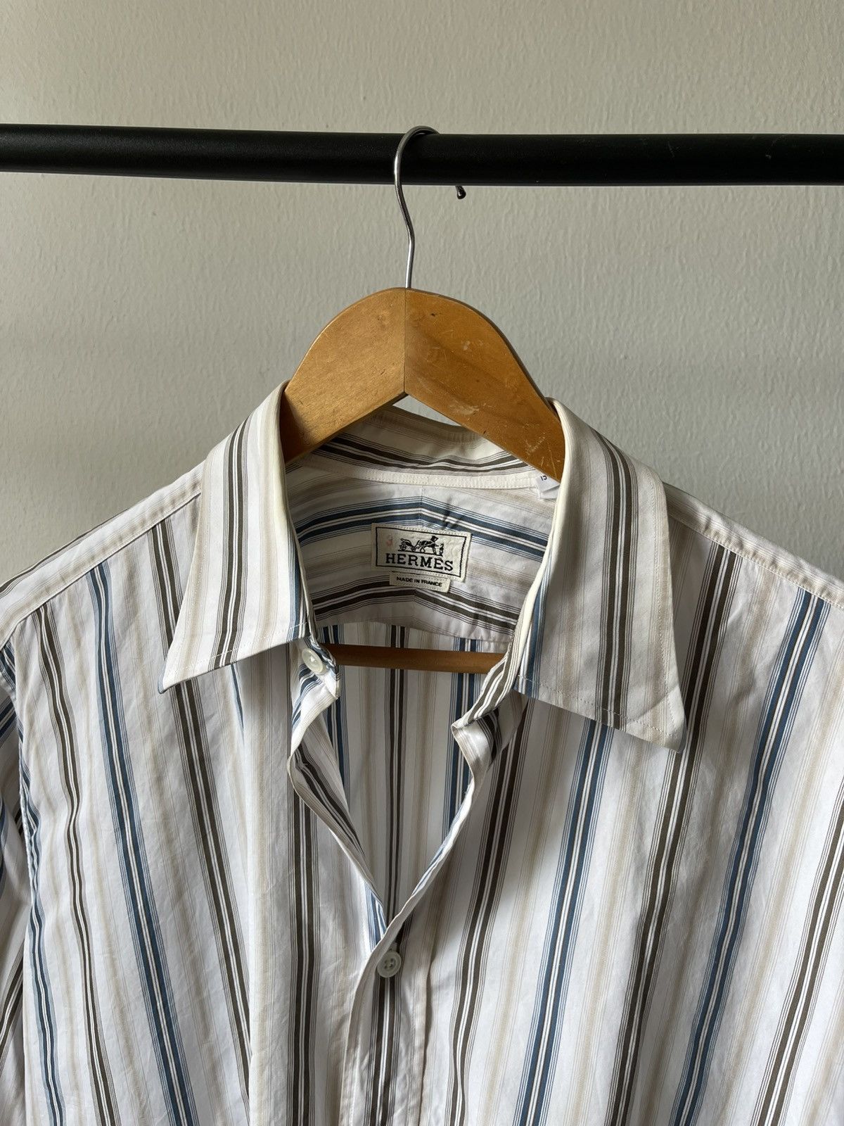 Hermes Hermes Stripe Button Ups Shirt Size US L / EU 52-54 / 3 - 4 Thumbnail