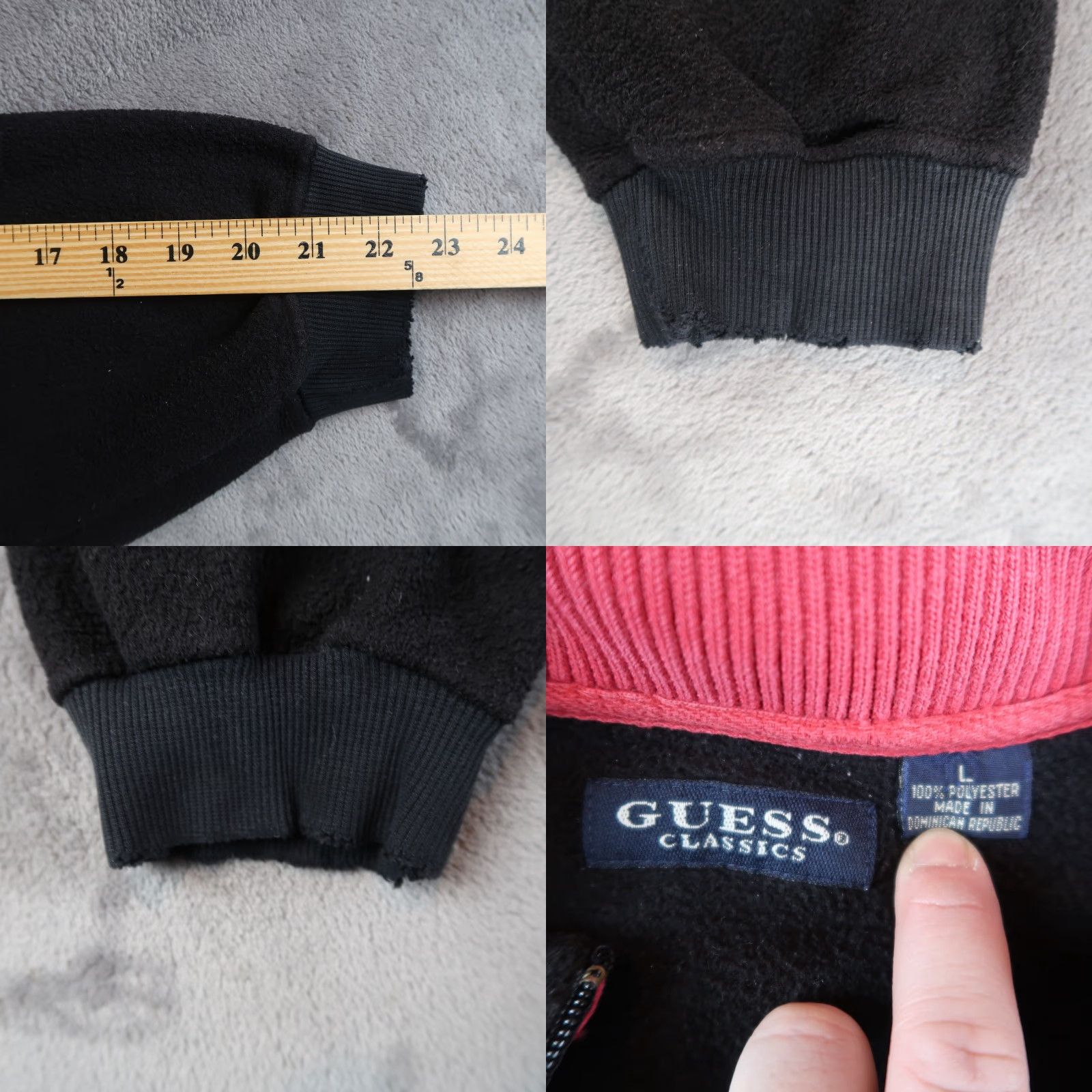 Guess VINTAGE Guess Classics Mens L Large 1/4 Zip Fleece Jacket Black Pullover Shirt Size US L / EU 52-54 / 3 - 8 Thumbnail