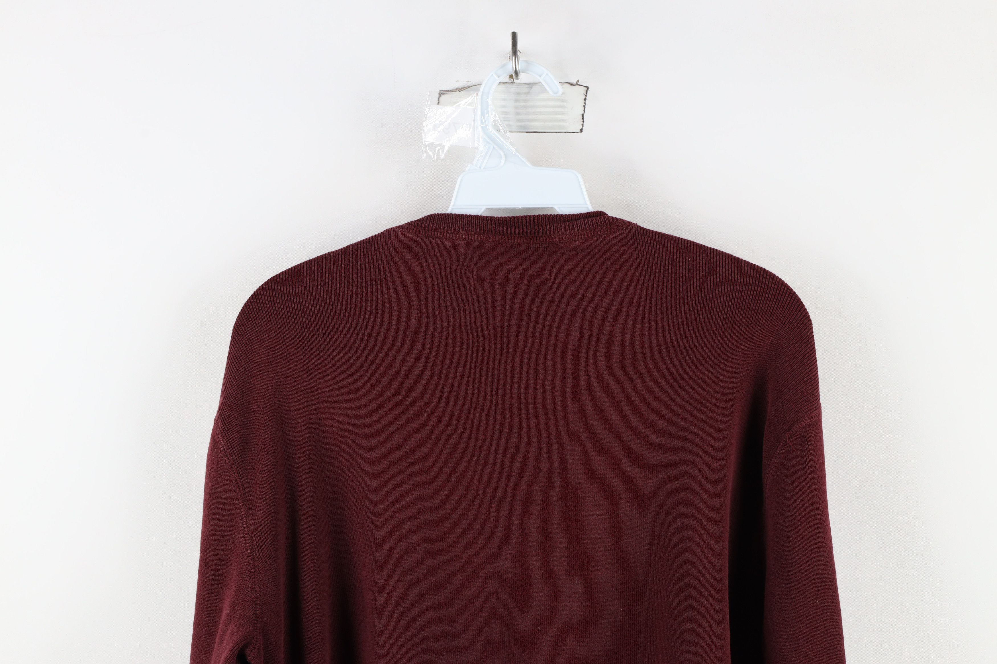 Ralph Lauren × Vintage Vintage 90s Ralph Lauren Cotton Ribbed Knit Sweater Burgundy Size US M / EU 48-50 / 2 - 8 Thumbnail