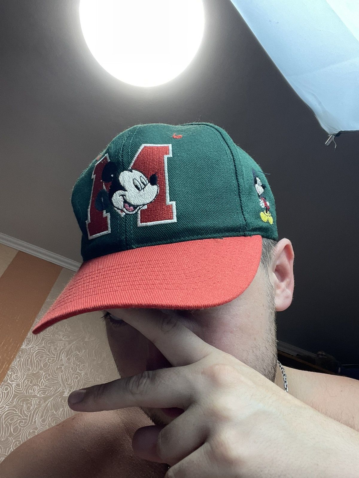 Disney × Vintage Vintage cartoon Mickey Mouse green cap Size ONE SIZE - 6 Thumbnail