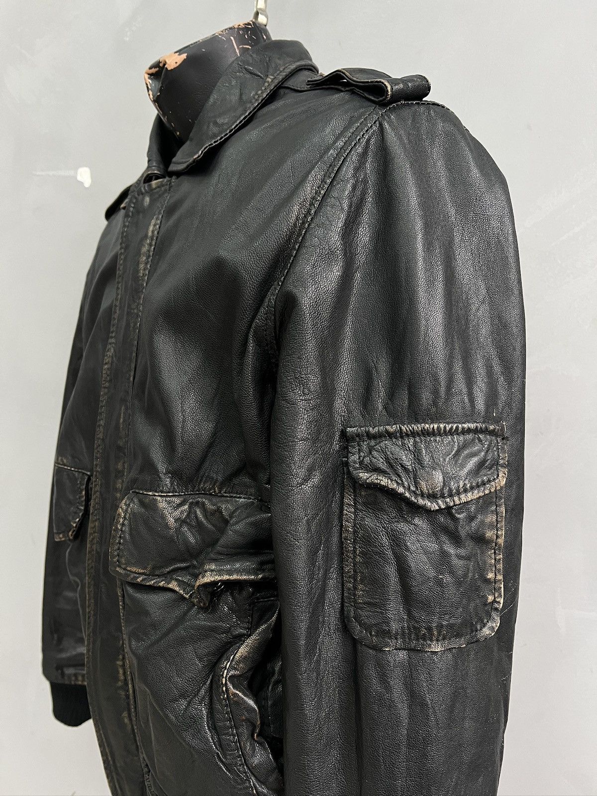 Schott Jack Jones Black Leather Bomber Jacket Vintage 90s Size US L / EU 52-54 / 3 - 7 Thumbnail