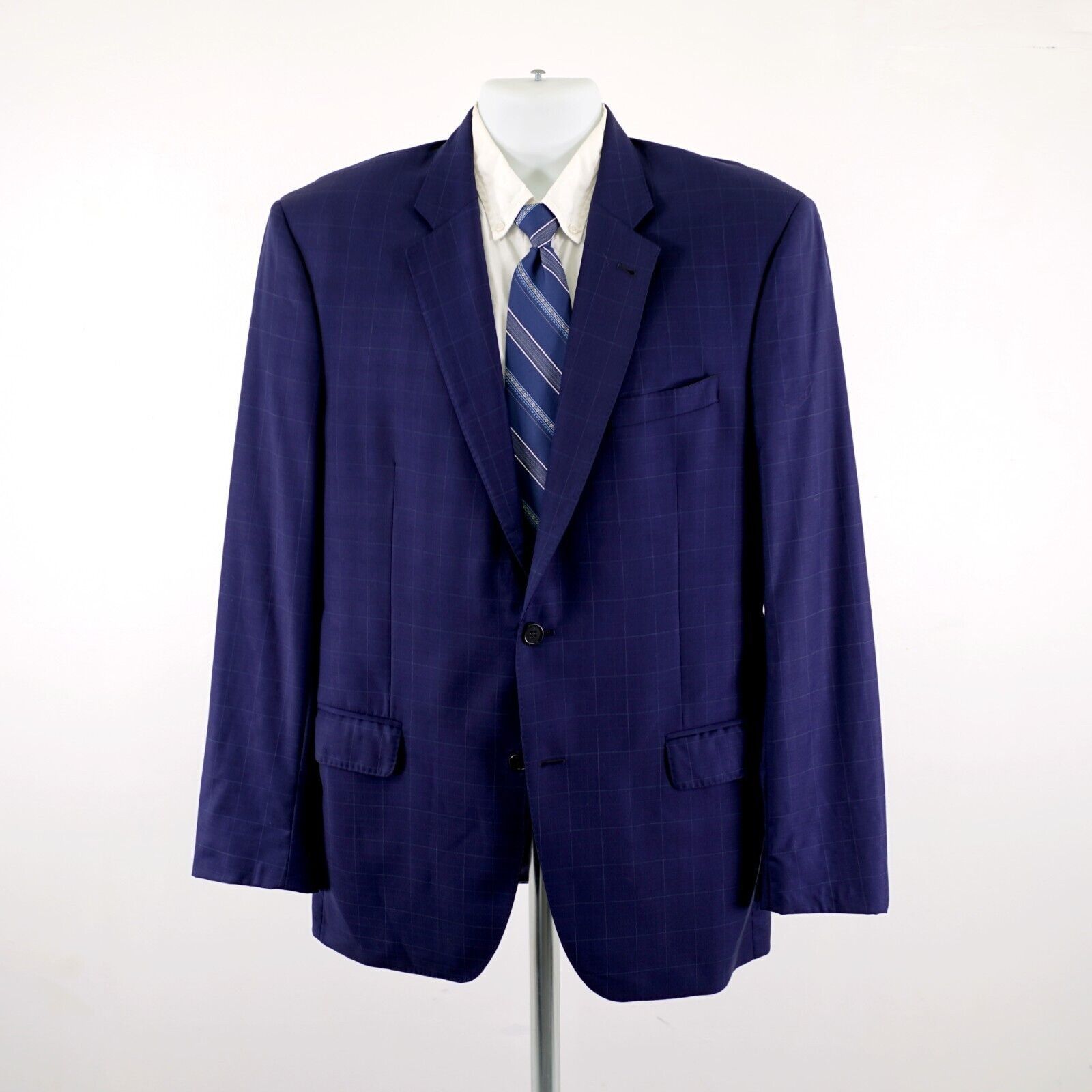 Jos. A. Bank Jos A Bank Signature Gold Super 150s Wool Blue Windowpane 42 Size 42L - 4 Thumbnail