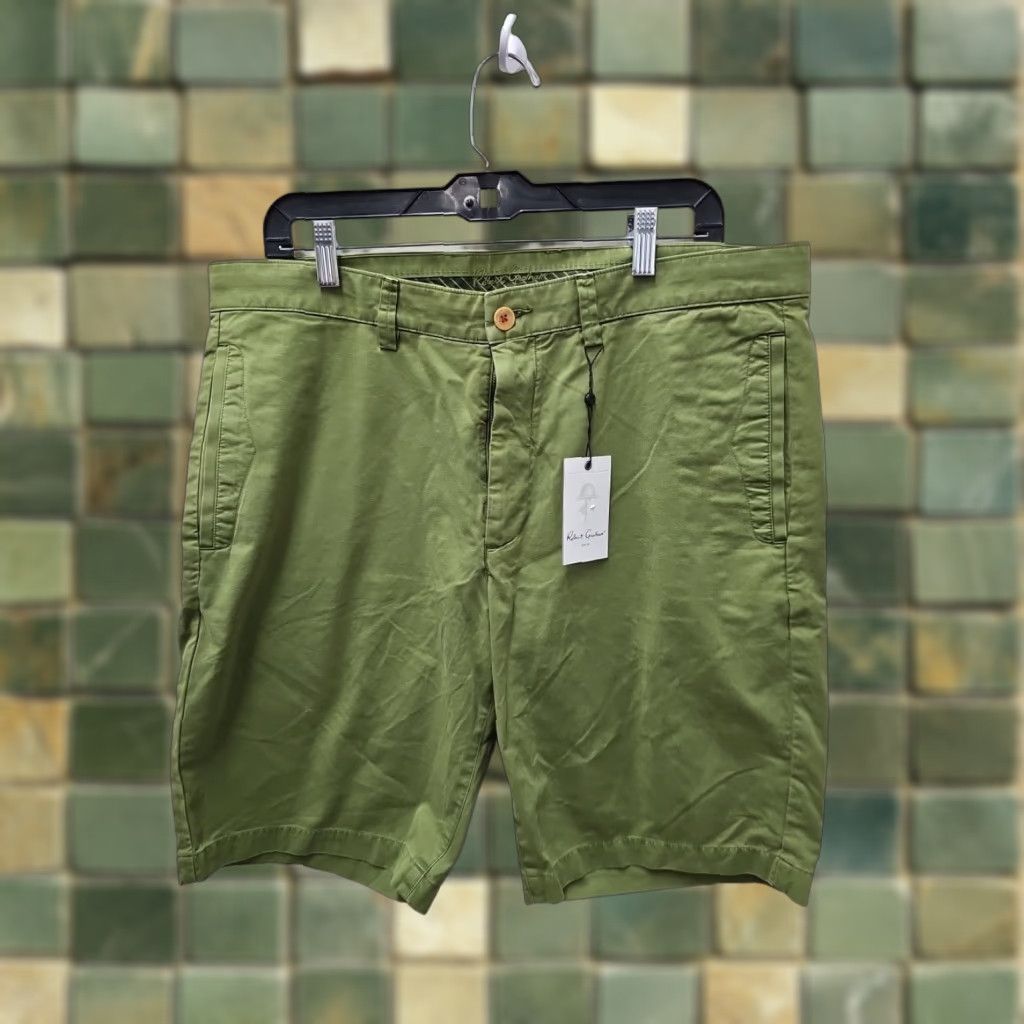 Robert Graham Robert Graham Men's Shorts, Classic Fit JOURNEYMAN Green 36 Casual Modern Waist 36in Inseam 9in Cotton Summer Winter Mens Green Size US 36 / EU 52 - 1 Thumbnail