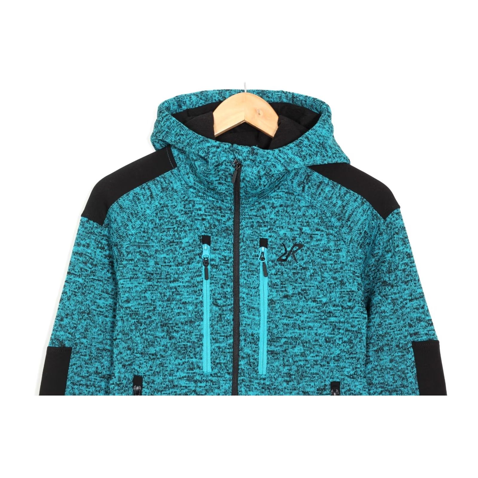 Vintage REVOLUTION RACE Tornado Hood Jacket Women Size S Full Zip Knit Green Black - MJ4929 Size S / US 4 / IT 40 - 2 Thumbnail