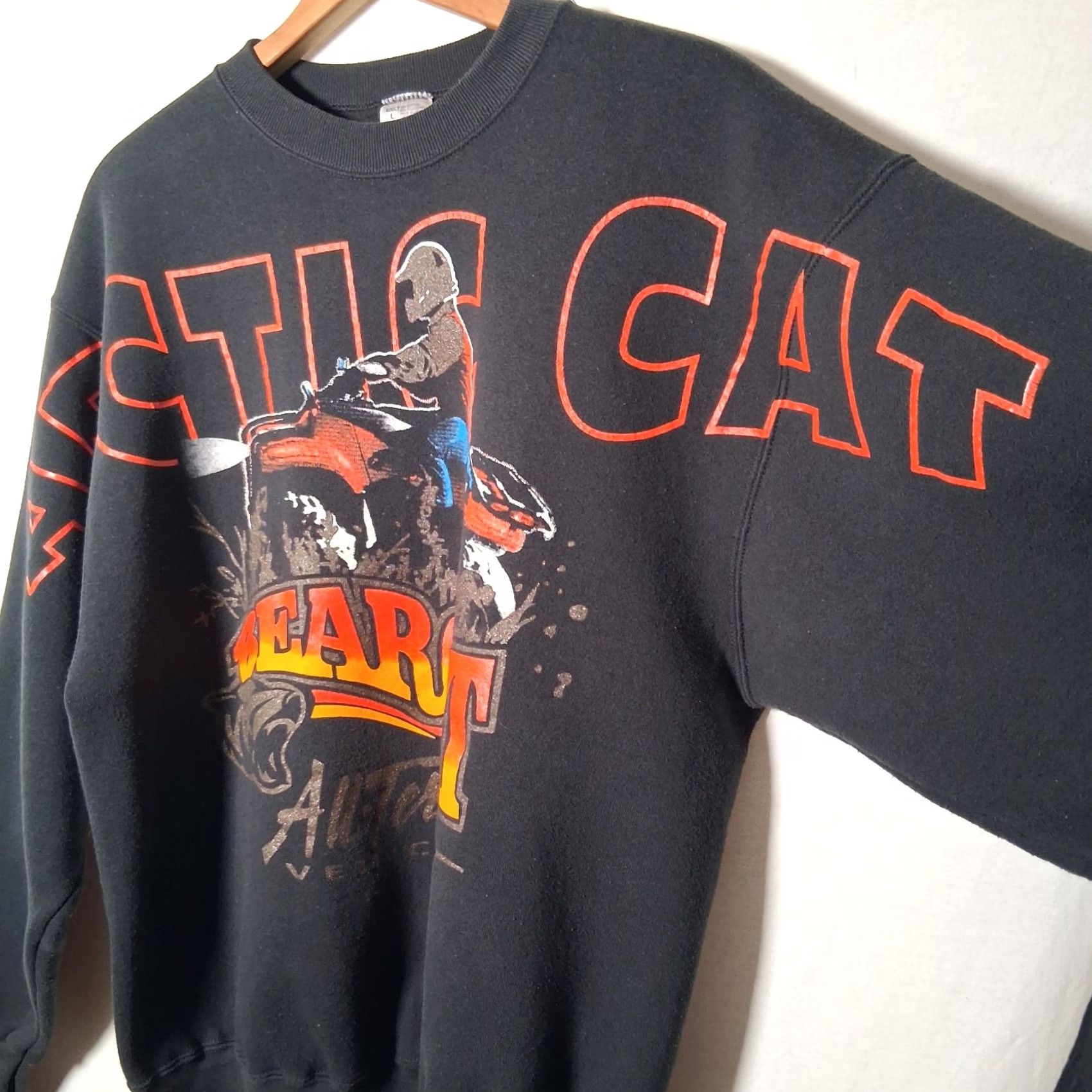 Fruit Of The Loom VINTAGE Arctic Cat Bearcat Sweatshirt Large Glitter Graphic ATV Crewneck USA Men L Black | 90s Fruit of the Loom Graphic Sweatshirt Size US L / EU 52-54 / 3 - 5 Thumbnail