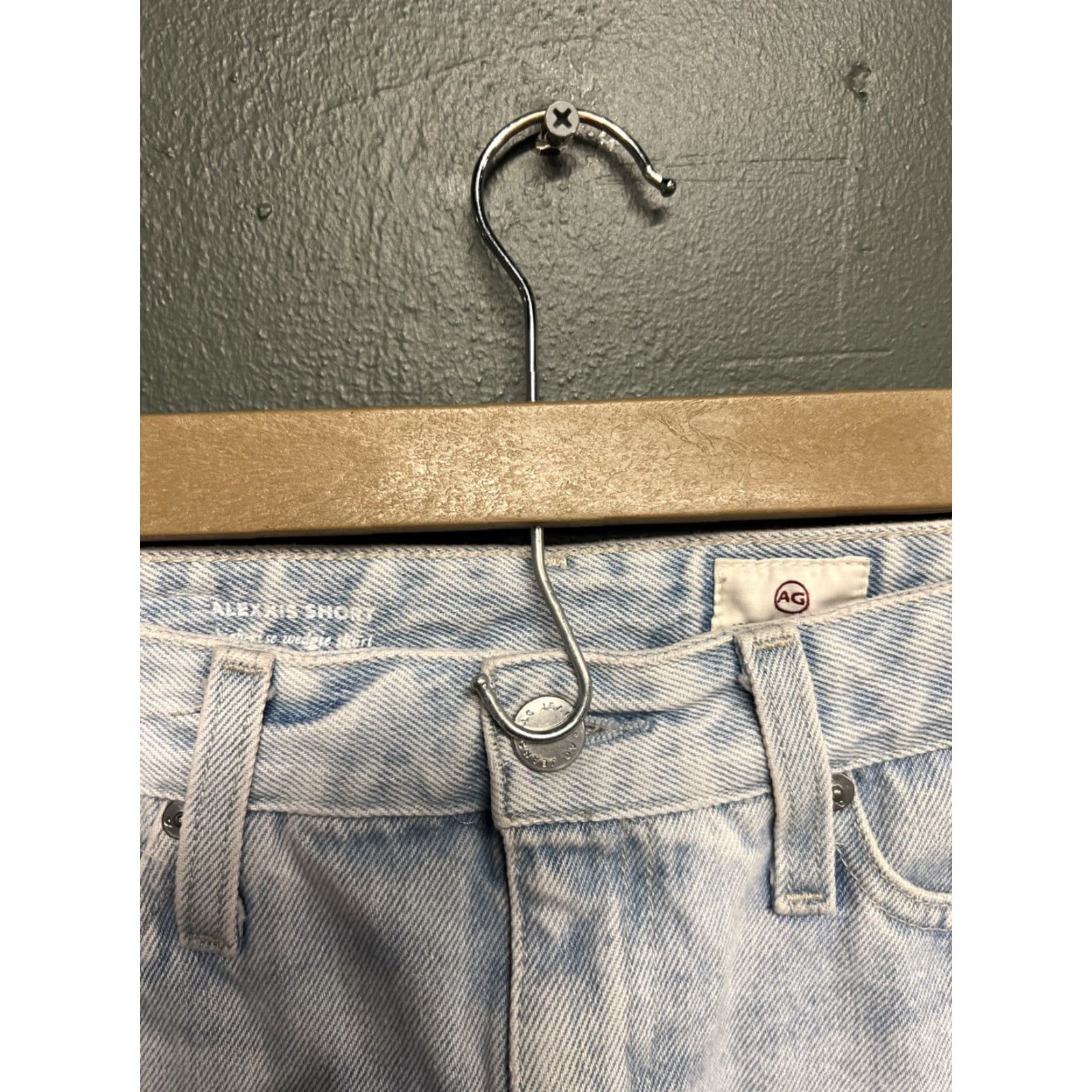 Vintage Womens AG Adriano Goldschmied Denim Jean Shorts 25R High Waist Wedgie Cutoff Distressed Blue 90s Bohemian Festival Cowgirl - Womens Size 42" / US 20 - 2 Thumbnail