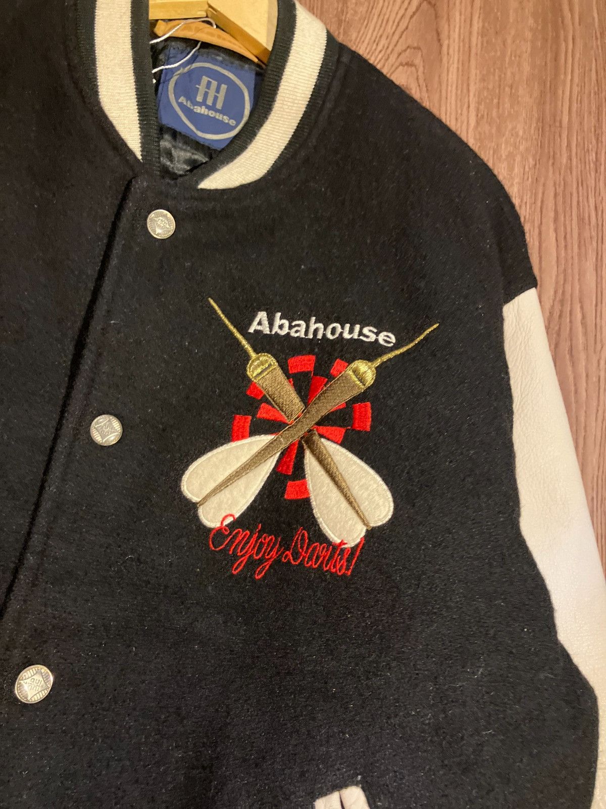 ABAHOUSE Abahouse Mix Wool Leather Varsity Jacket Size US L / EU 52-54 / 3 - 4 Thumbnail