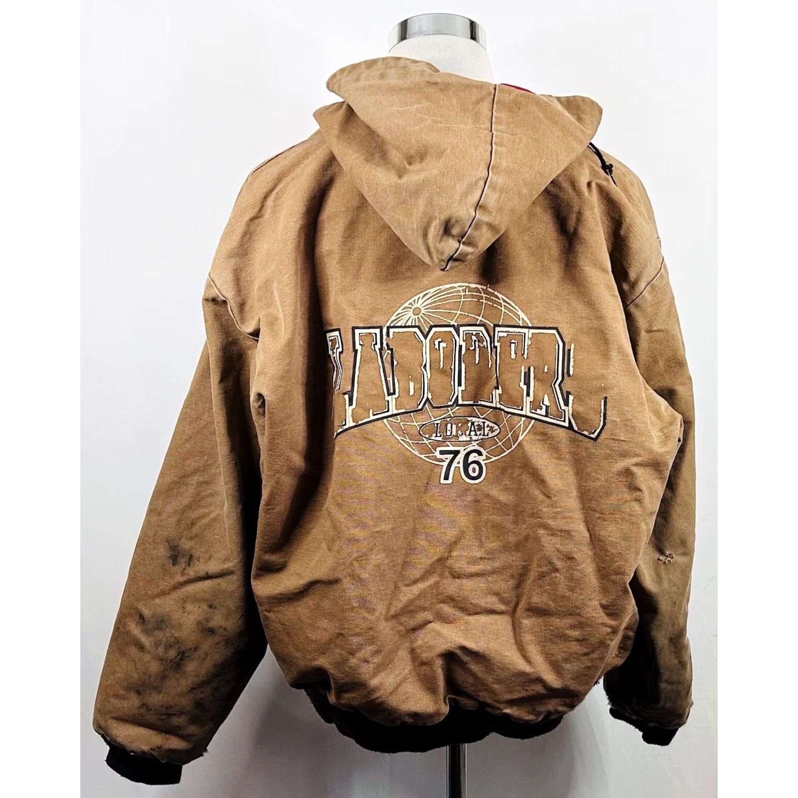 Vintage ART-FLO 2XL Vintage USA Made Canvas Work Jacket Tan Cotton Heavily Distressed Size US XXL / EU 58 / 5 - 7 Thumbnail