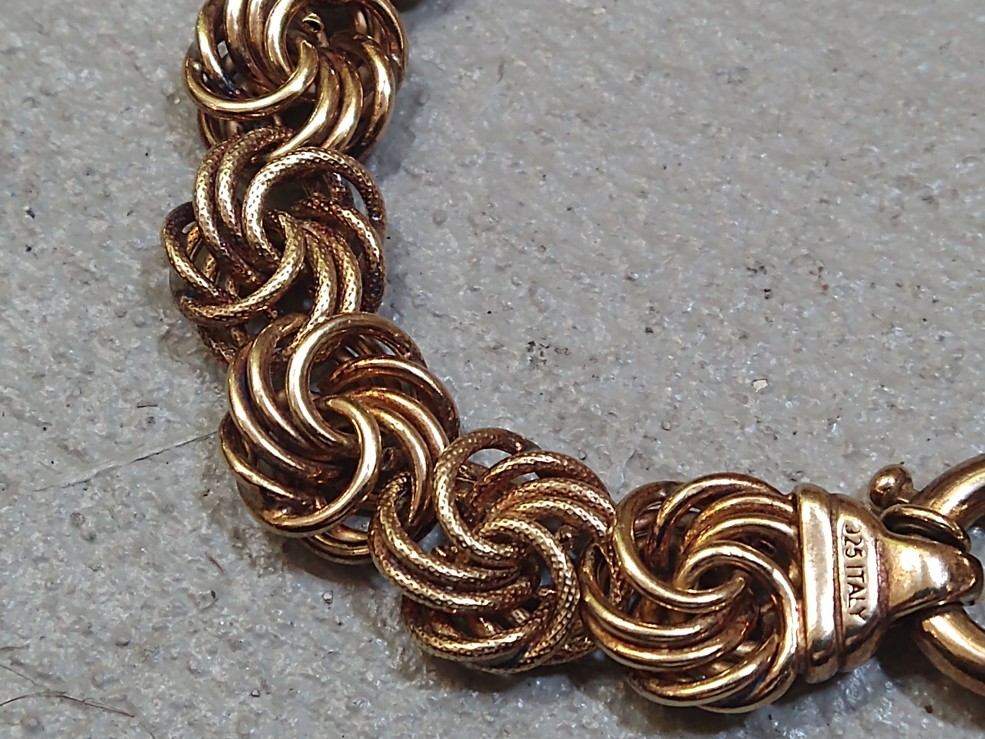 Jewelry Sterling Silver Bracelet Rosetta Link Chain Milor Italy 7.75 Size ONE SIZE - 5 Thumbnail