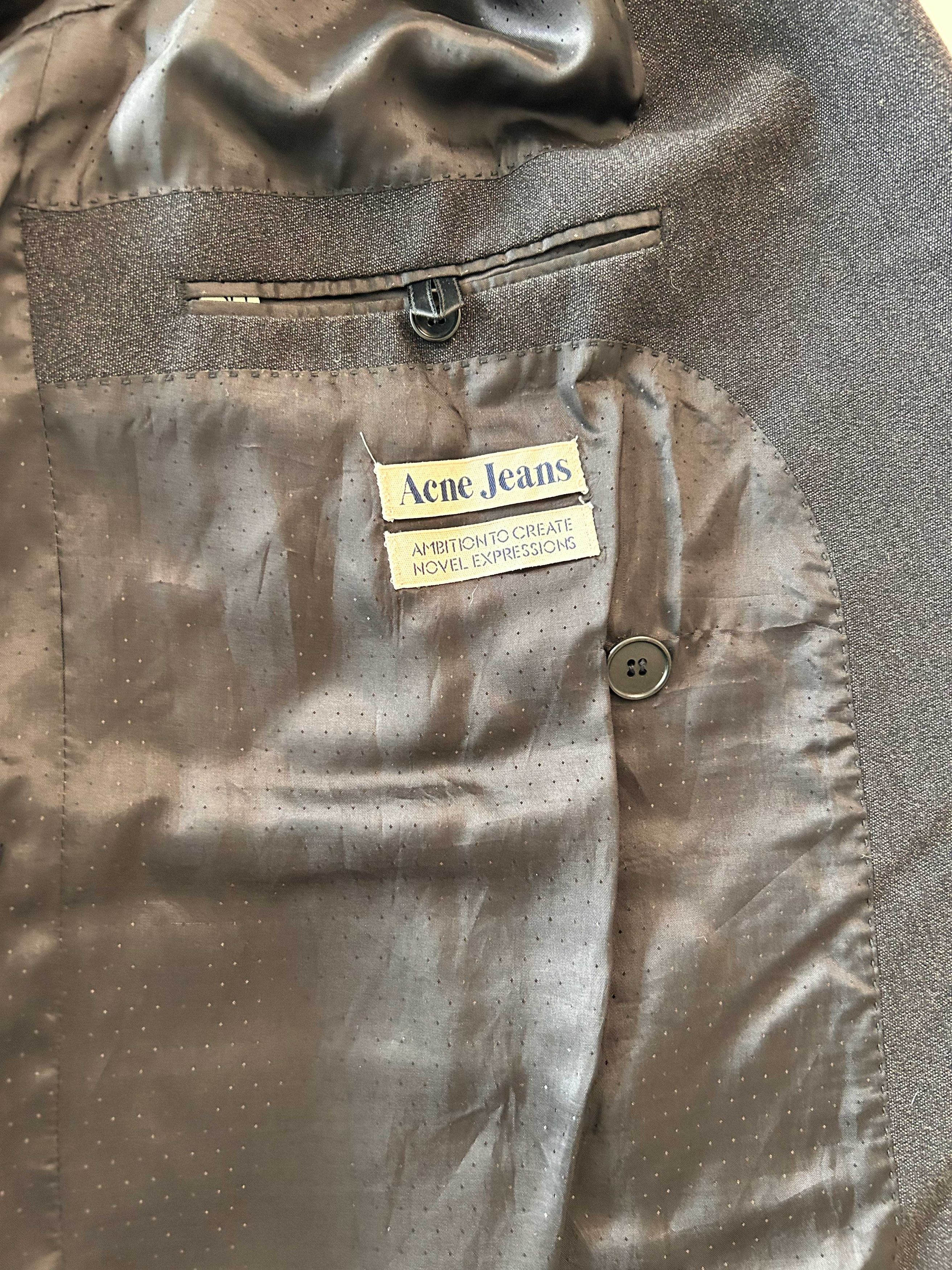 Acne Studios Anthracite wool combination double breasted blazer Size 50S - 3 Thumbnail