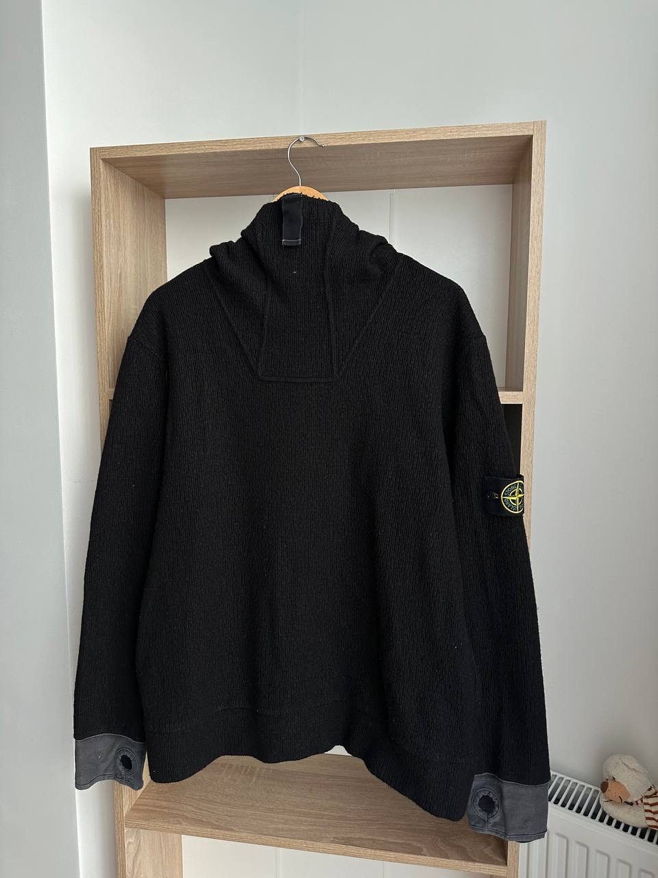 Stone Island × Vintage Vintage Stone Island Ninja Black Wool Hoodie Size US L / EU 52-54 / 3 - 15 Thumbnail