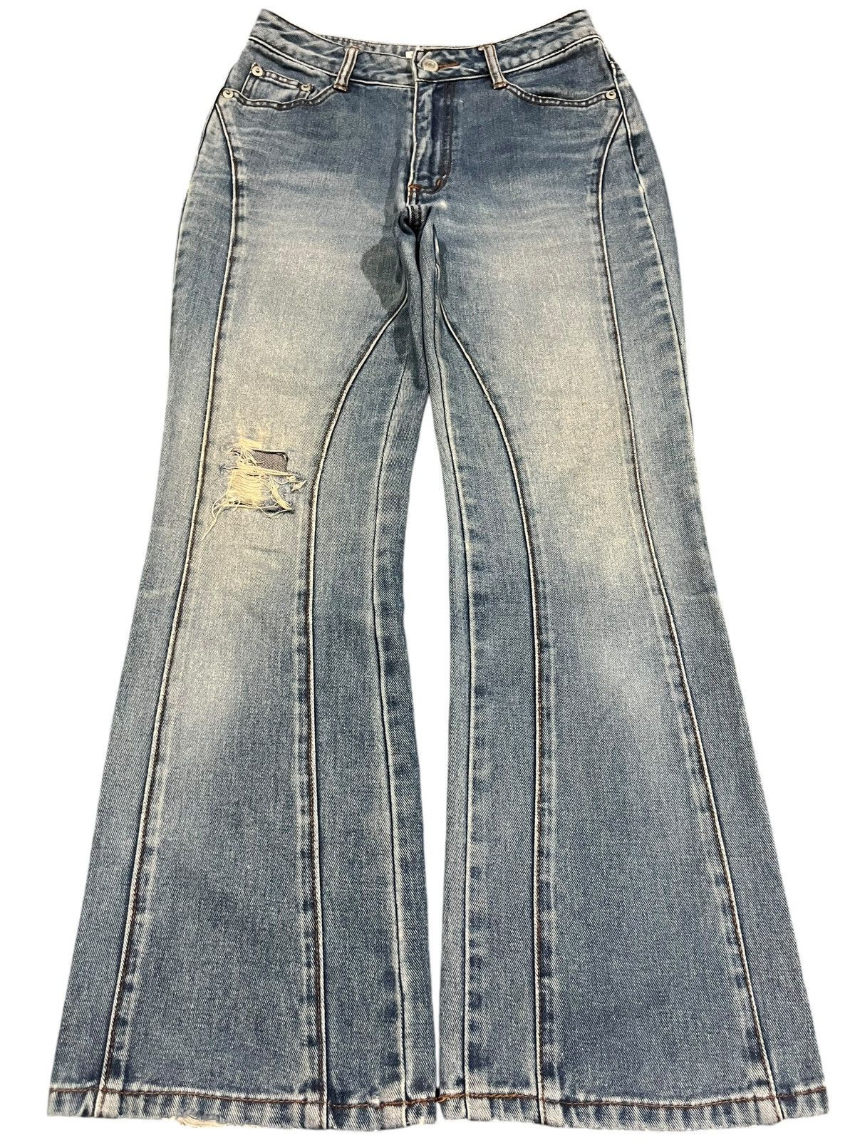 Hysteric Glamour × Japanese Brand Vintage Japanese Brand Blue Washed Distressed Flare Jeans Size 26" / US 2 / IT 38 - 1 Thumbnail