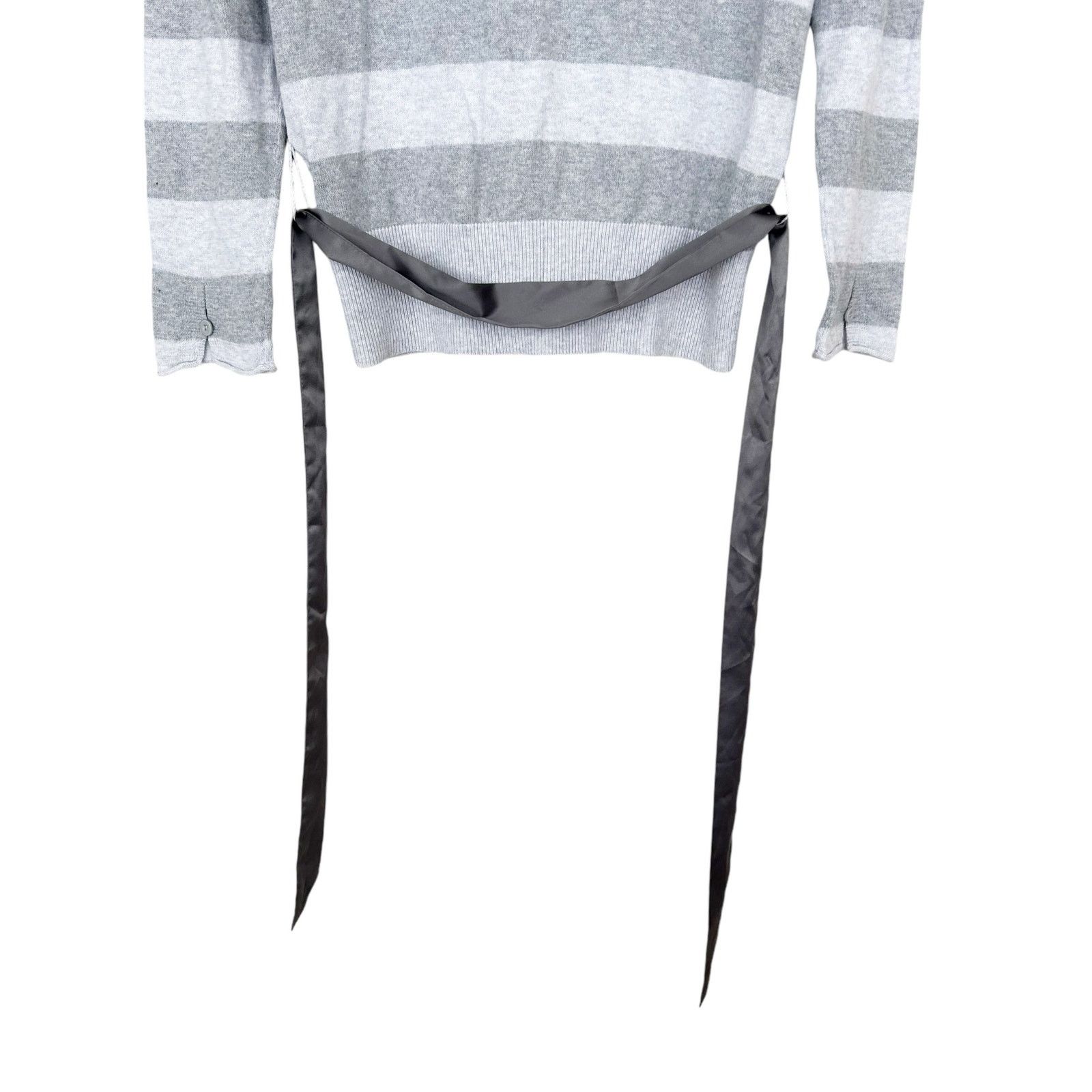 Gap Gap Gray Striped Alpaca Blend Button Front Cardigan Sz L Size L / US 10 / IT 46 - 4 Thumbnail
